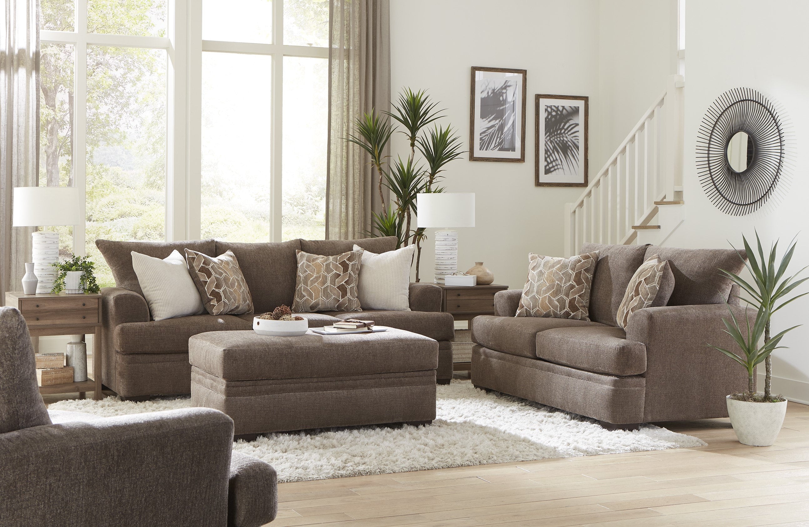 Mocha Chenille Sofa & Loveseat Set