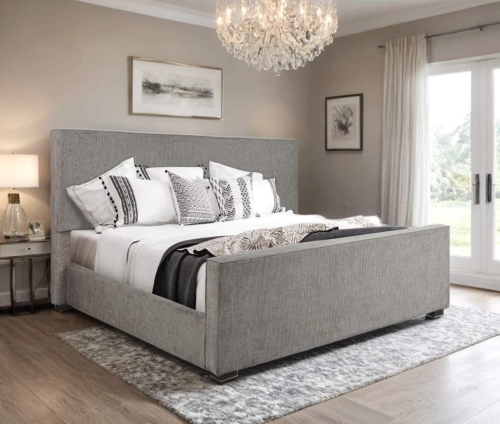 Ava Gray Upholstered Bed