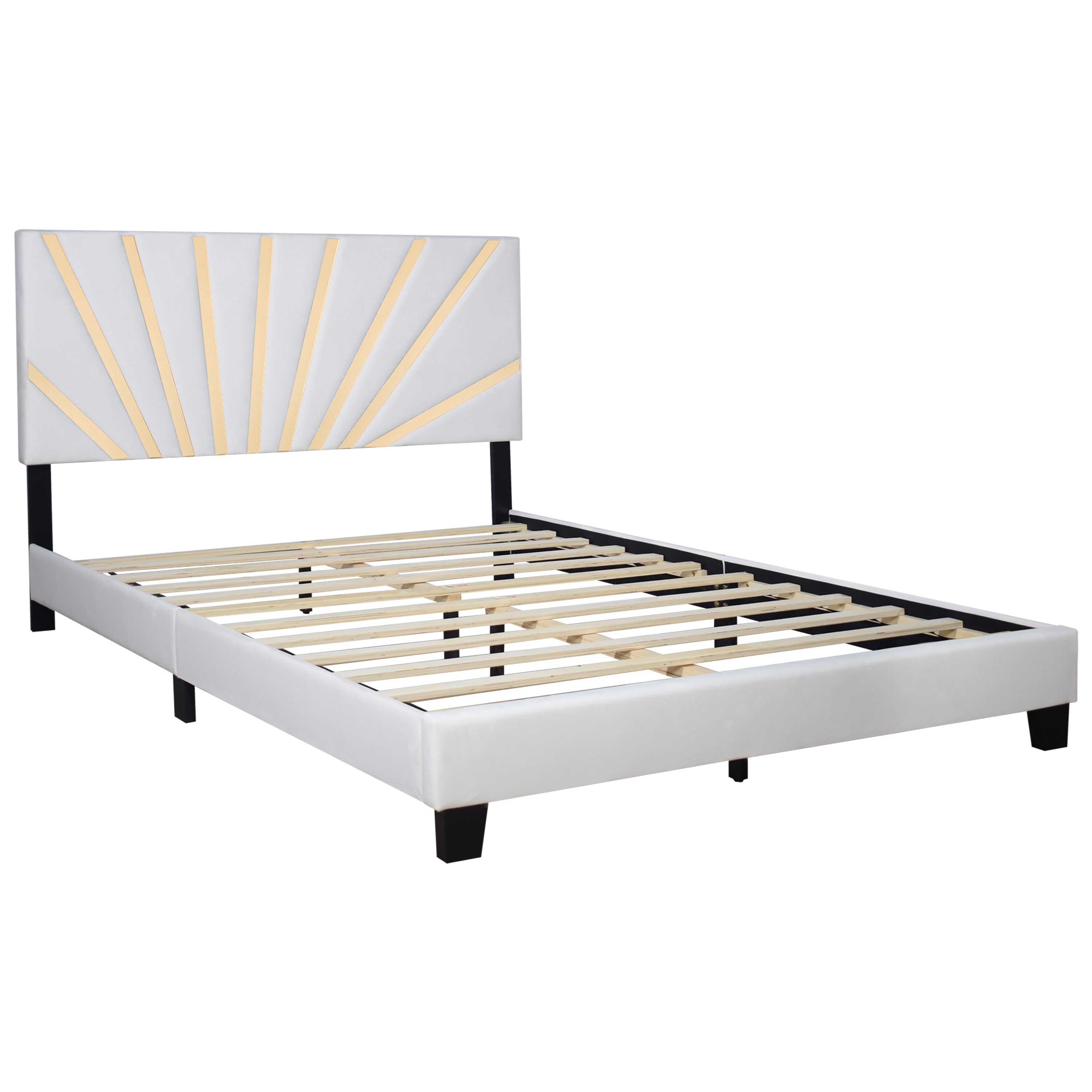 Nico White Velvet Platform Bed