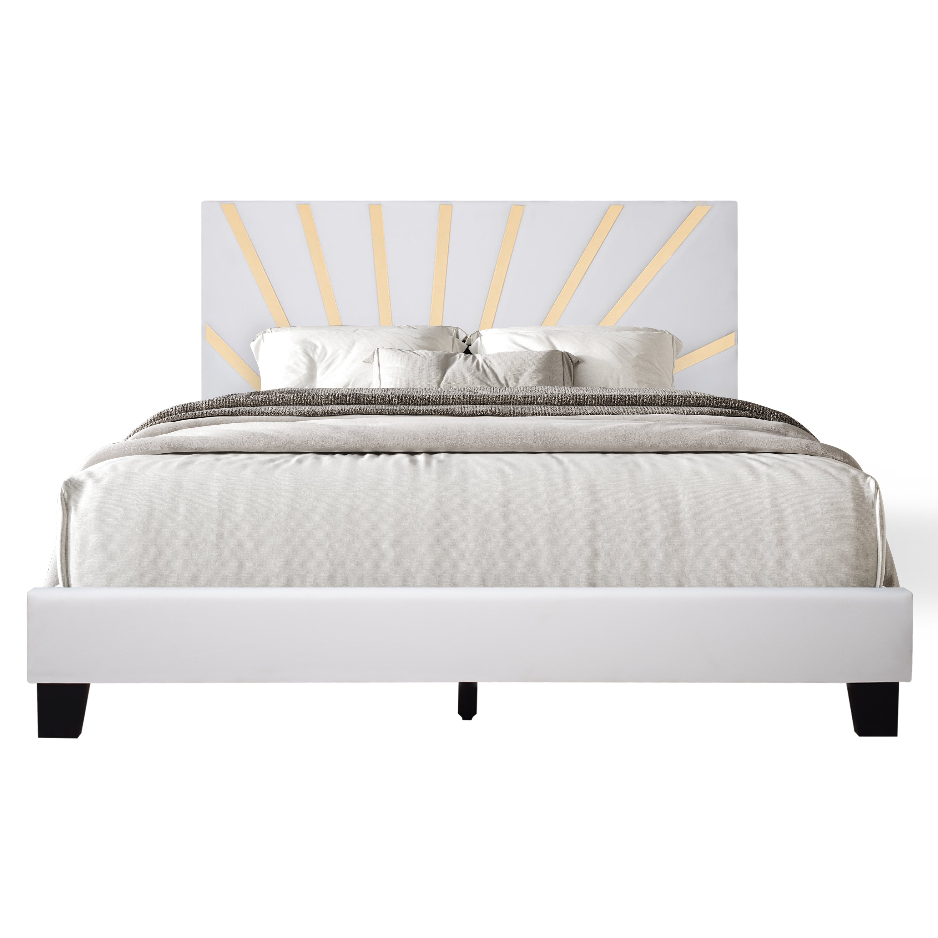 Nico White Velvet Platform Bed, view 3