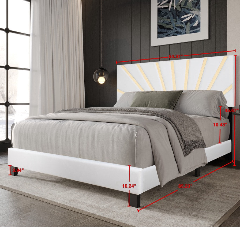 Nico White Velvet Platform Bed, view 4