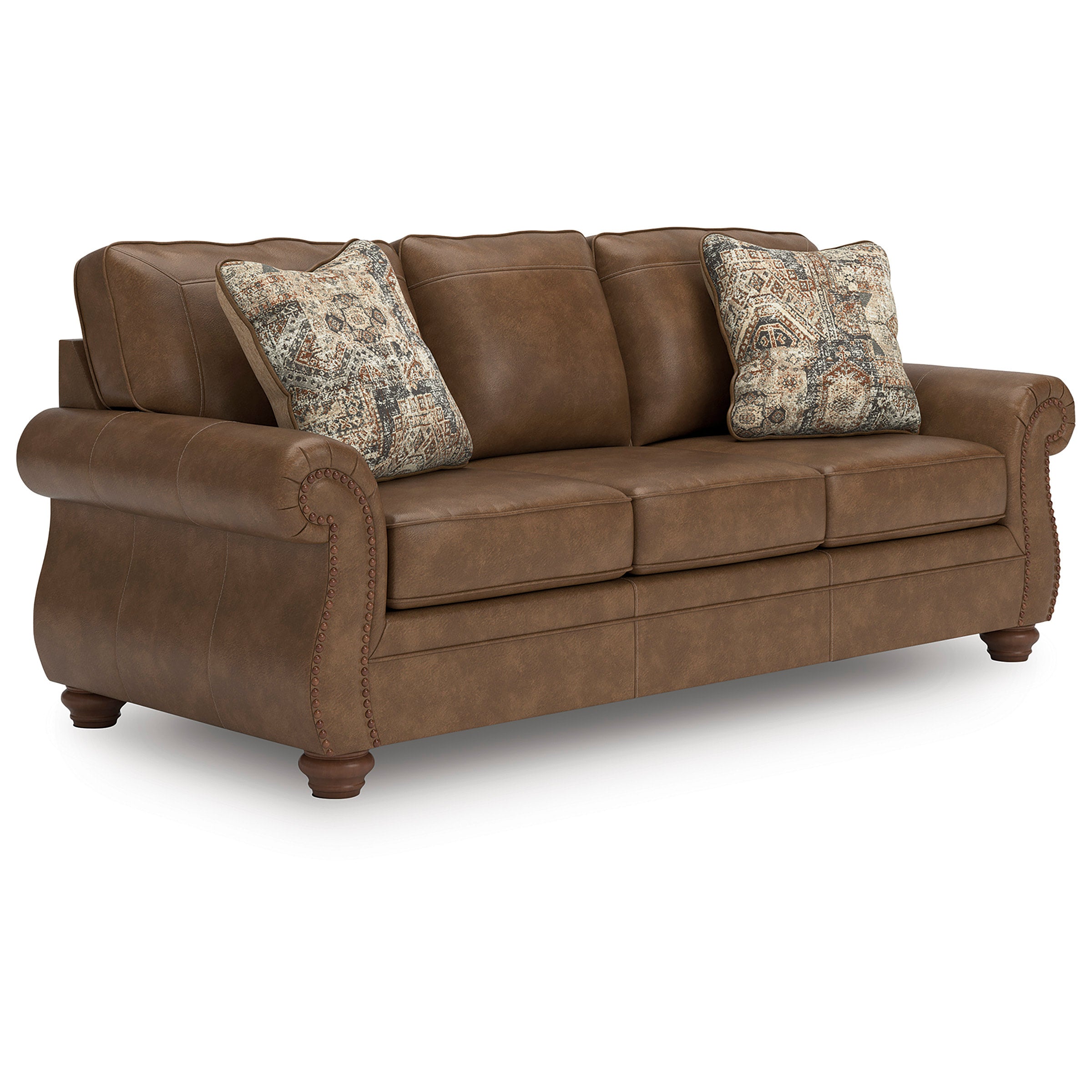 Ashley Earth Rolled-Arm Sofa & Loveseat Set