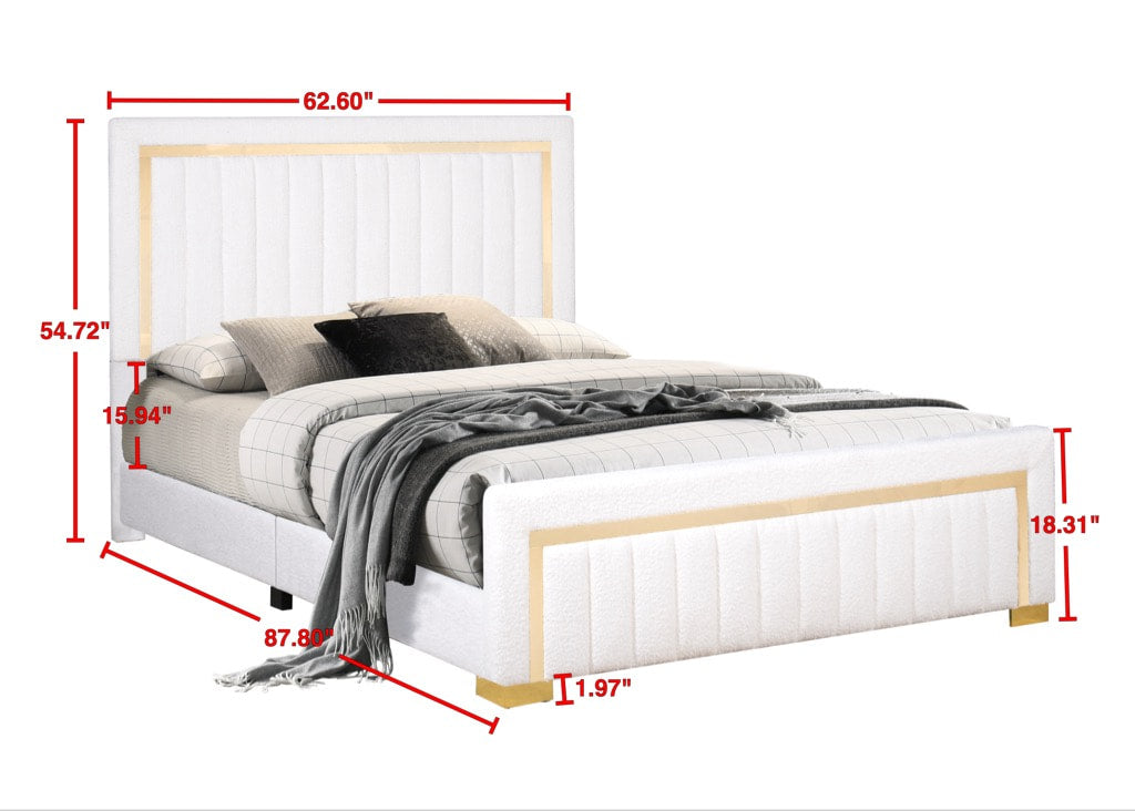 Off-White Boucle Platform Bed, view 5