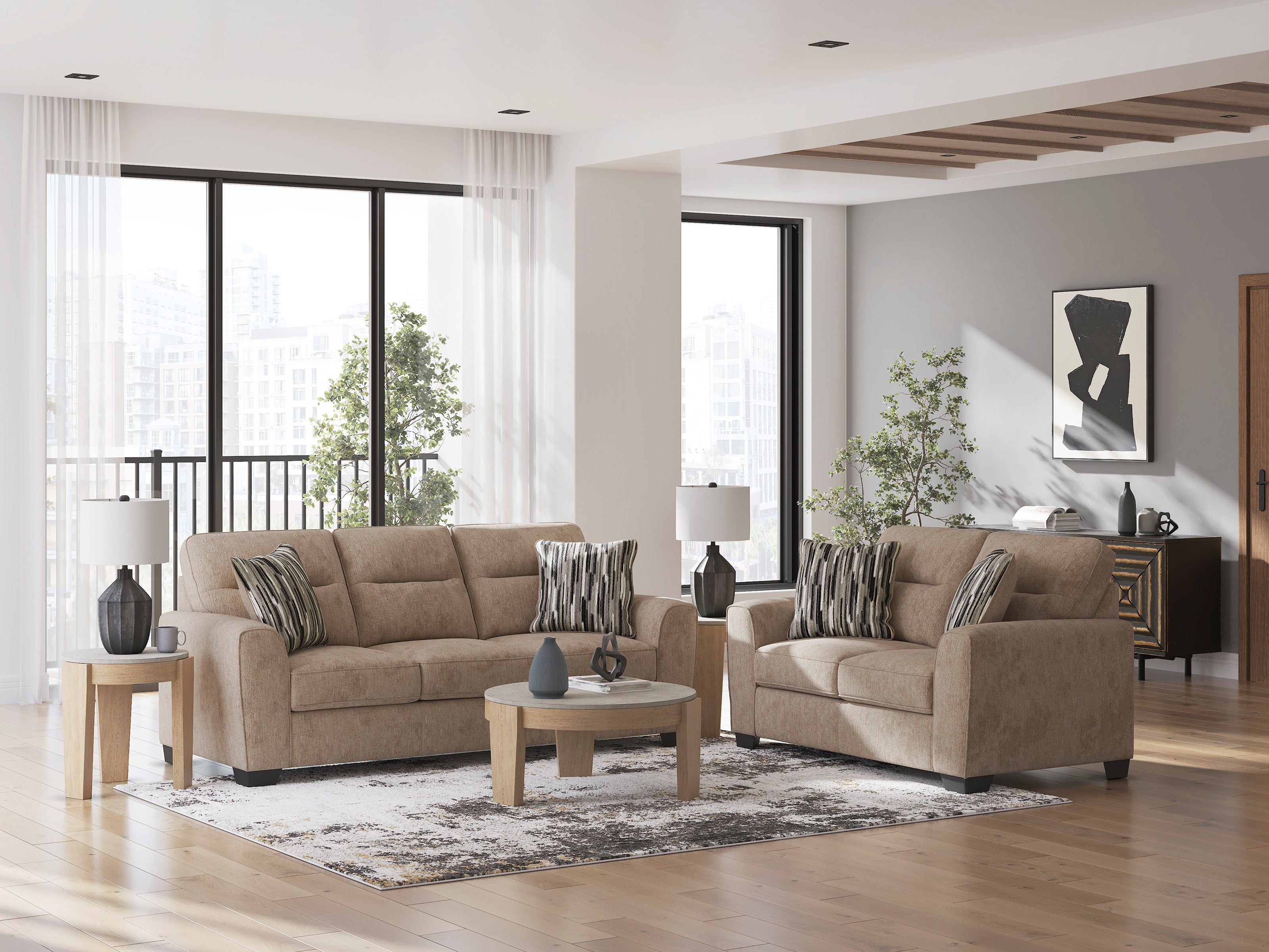 Ashley Mocha Sofa & Loveseat Set