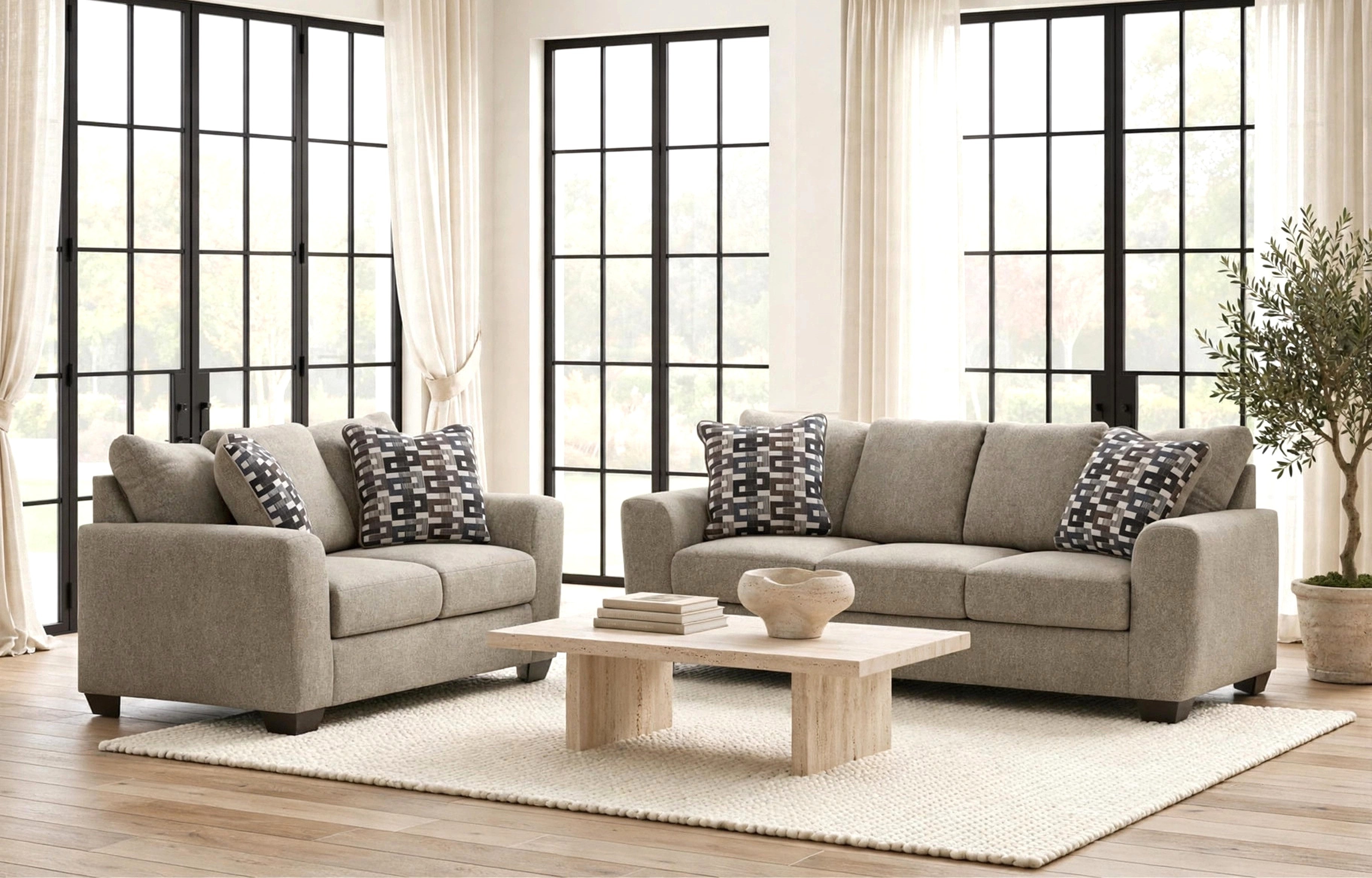 Ashley Suede Sofa & Loveseat Set
