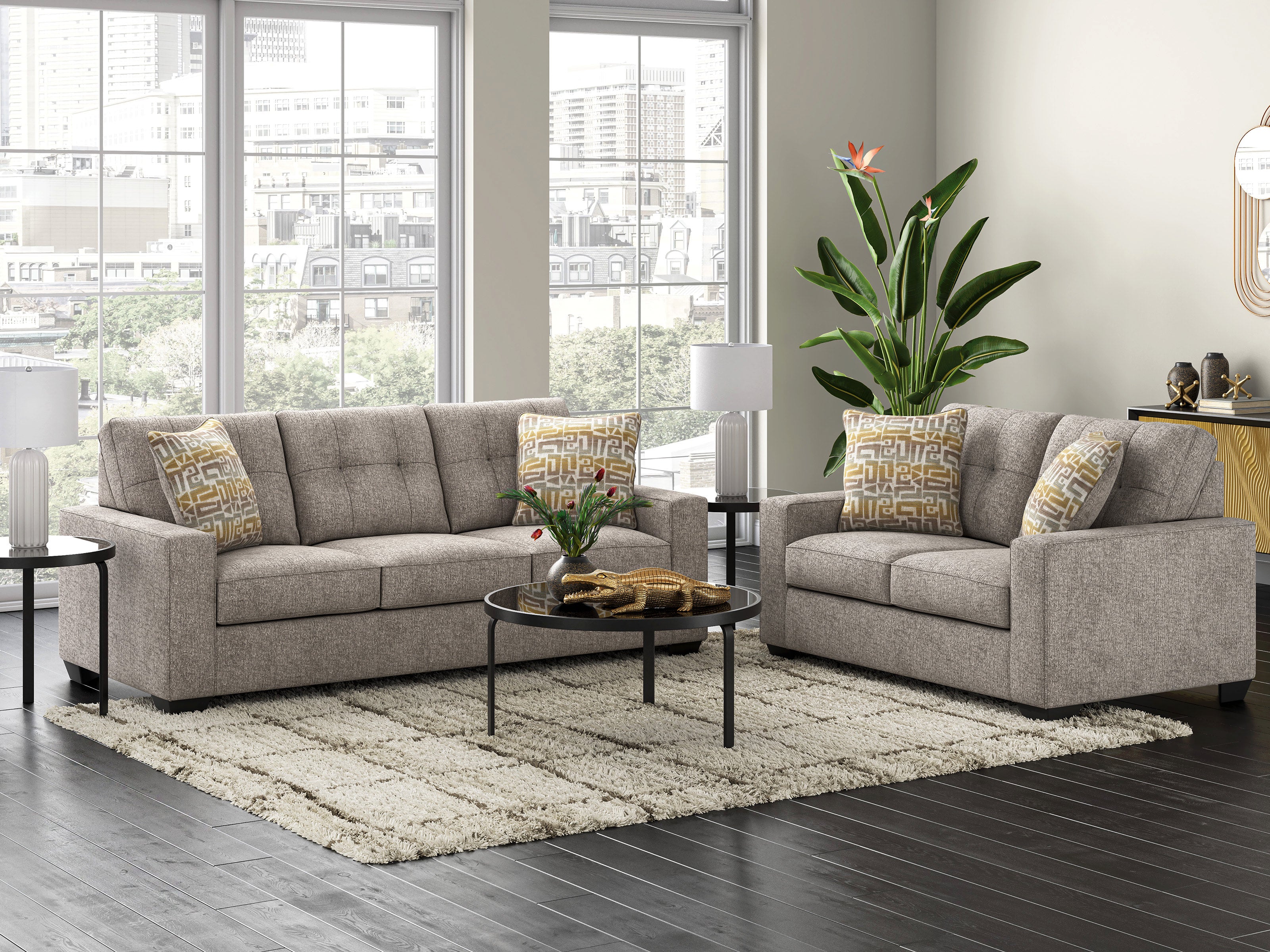 Ashley Iron Sofa & Loveseat Set