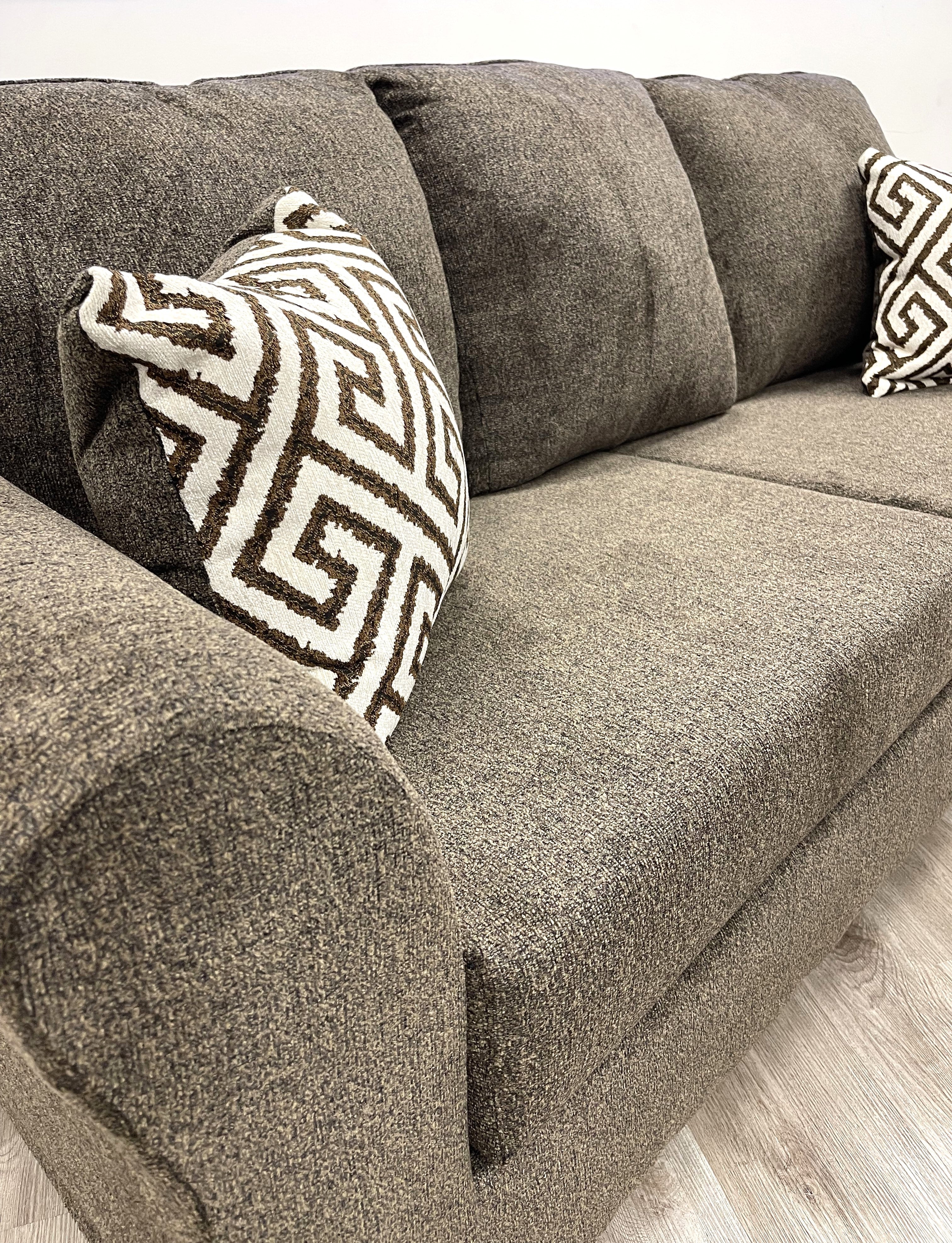 Brown Chenille Rolled-Arm Sofa & Loveseat Set, view 3