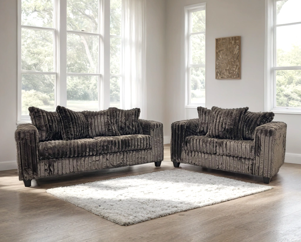 Chocolate Channel Plush Sofa & Loveseat Set, view 2
