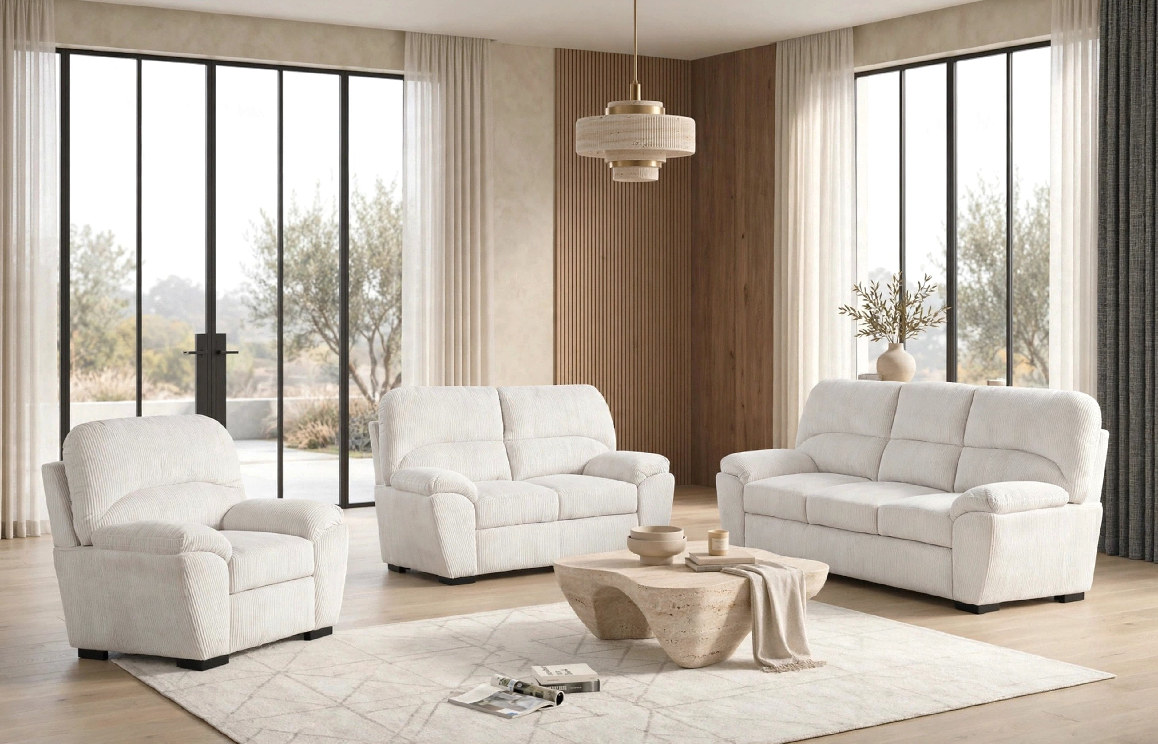Tiffany Silver Corduroy Sofa & Loveseat Set, view 5