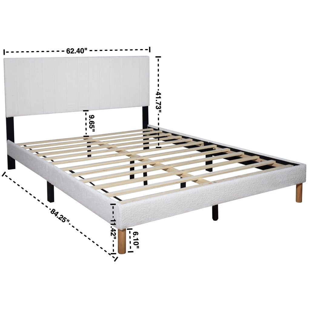 White Upholstered Panel Platform Bed, view 4