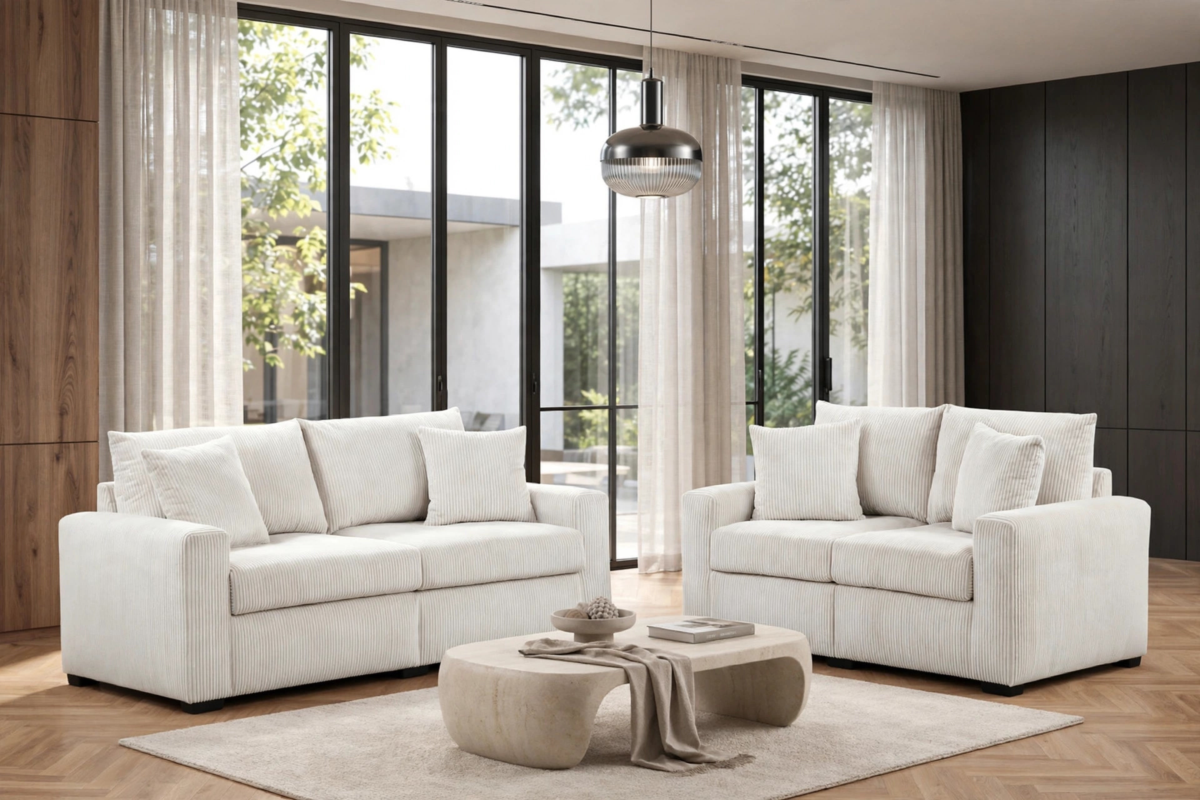 Beige Corduroy Sofa & Loveseat Set, view 2