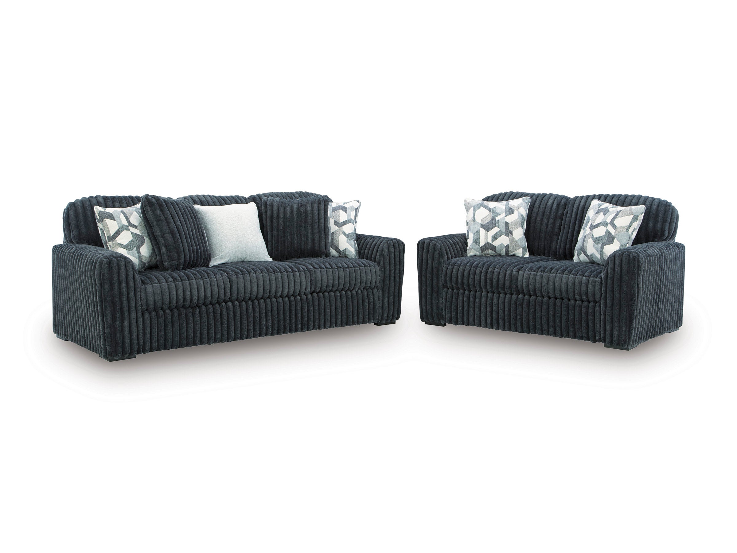 Ashley Gunmetal Oversized Channel Sofa & Loveseat Set, view 2