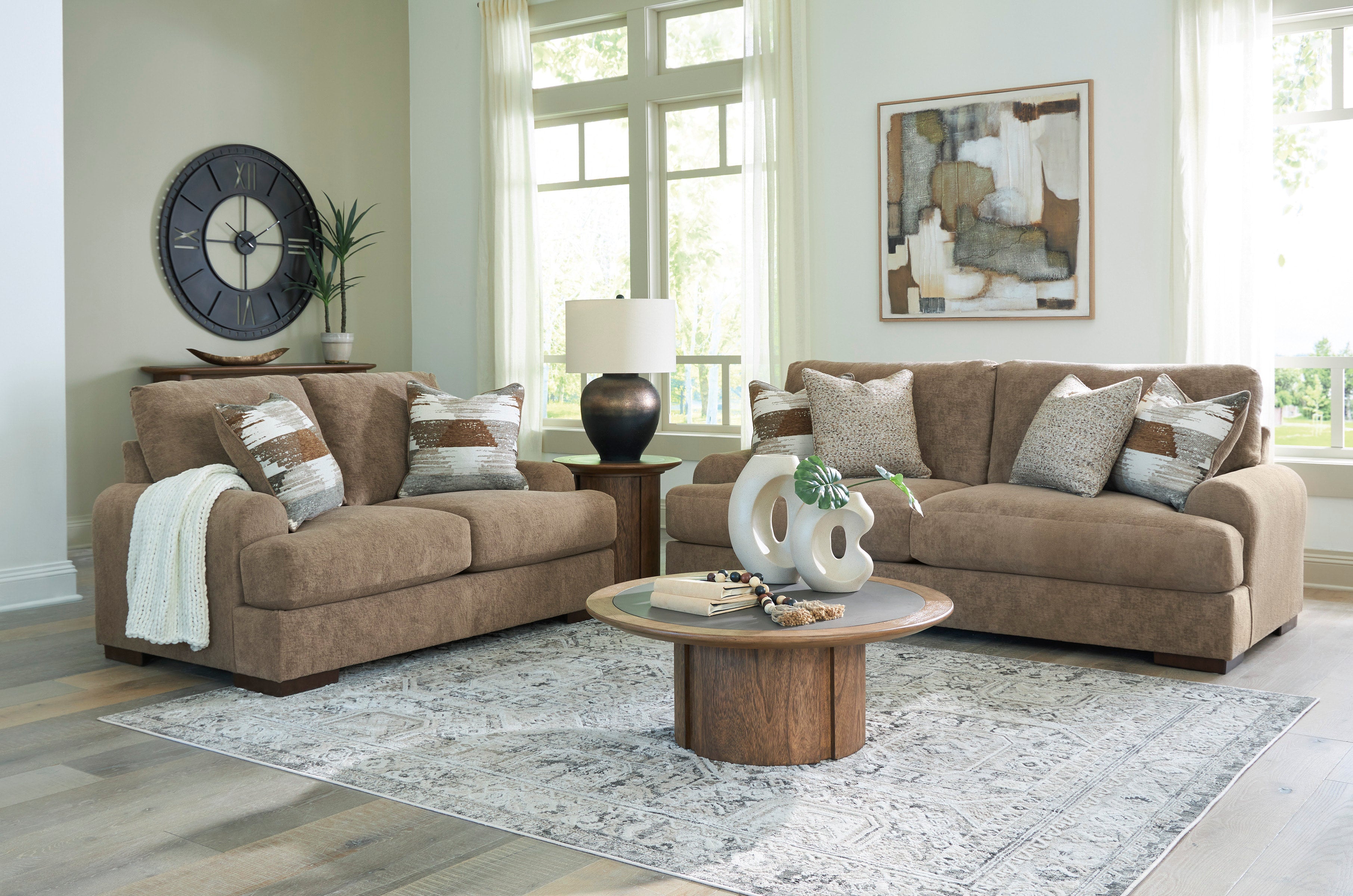 Ashley Pecan Oversized Sofa & Loveseat Set