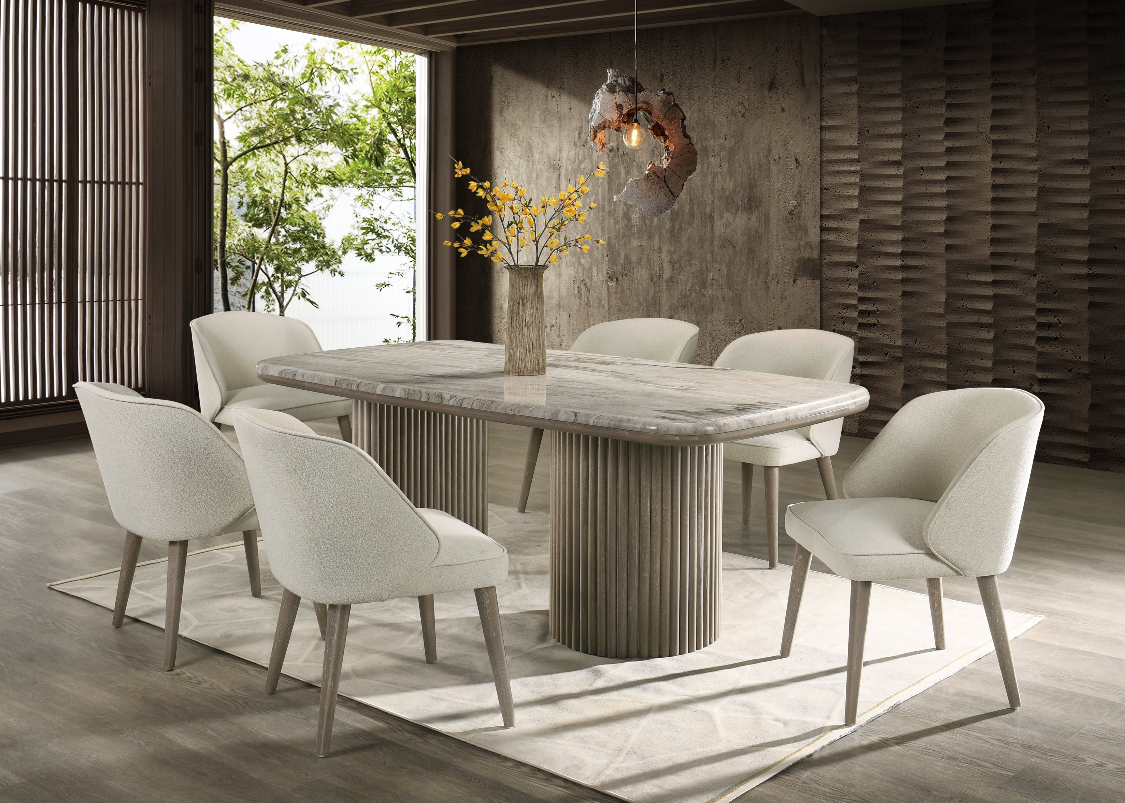 Samara Genuine Marble Dining Table with 6 Chairs