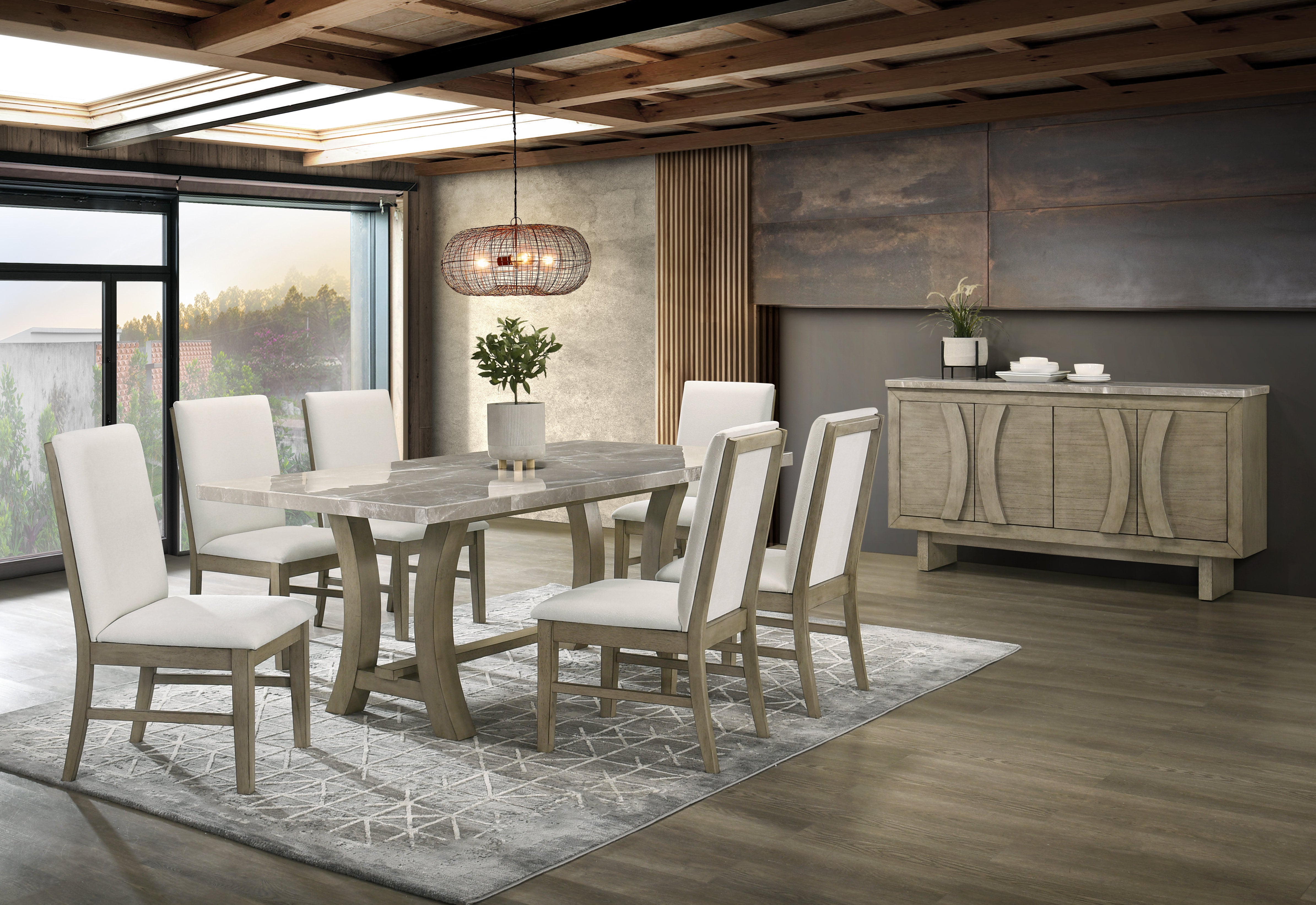 Roco Genuine Marble Dining Table with 6 Chairs