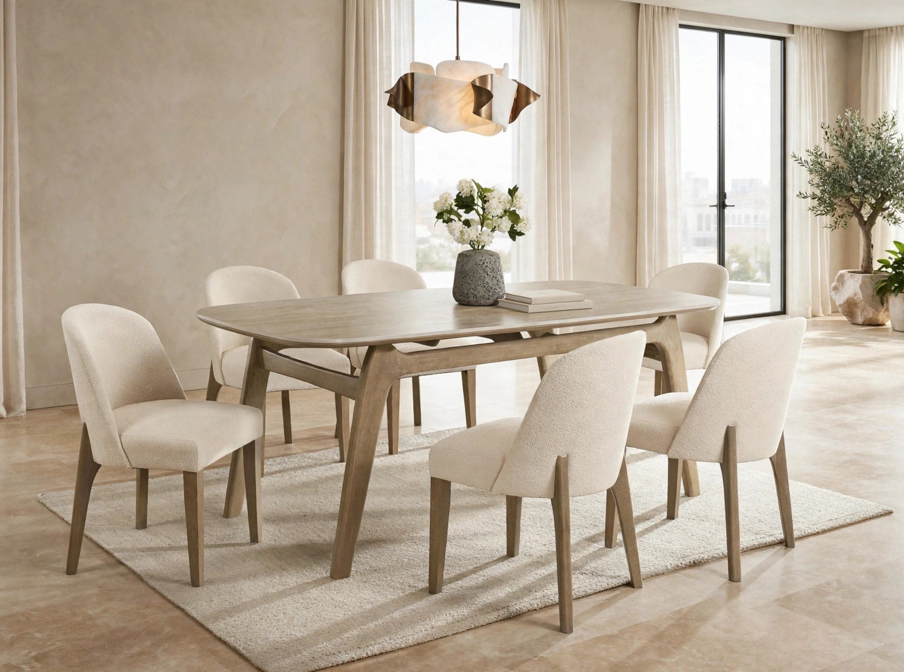 Adriana Porcelain Top Dining Table with 6 Chairs, view 2