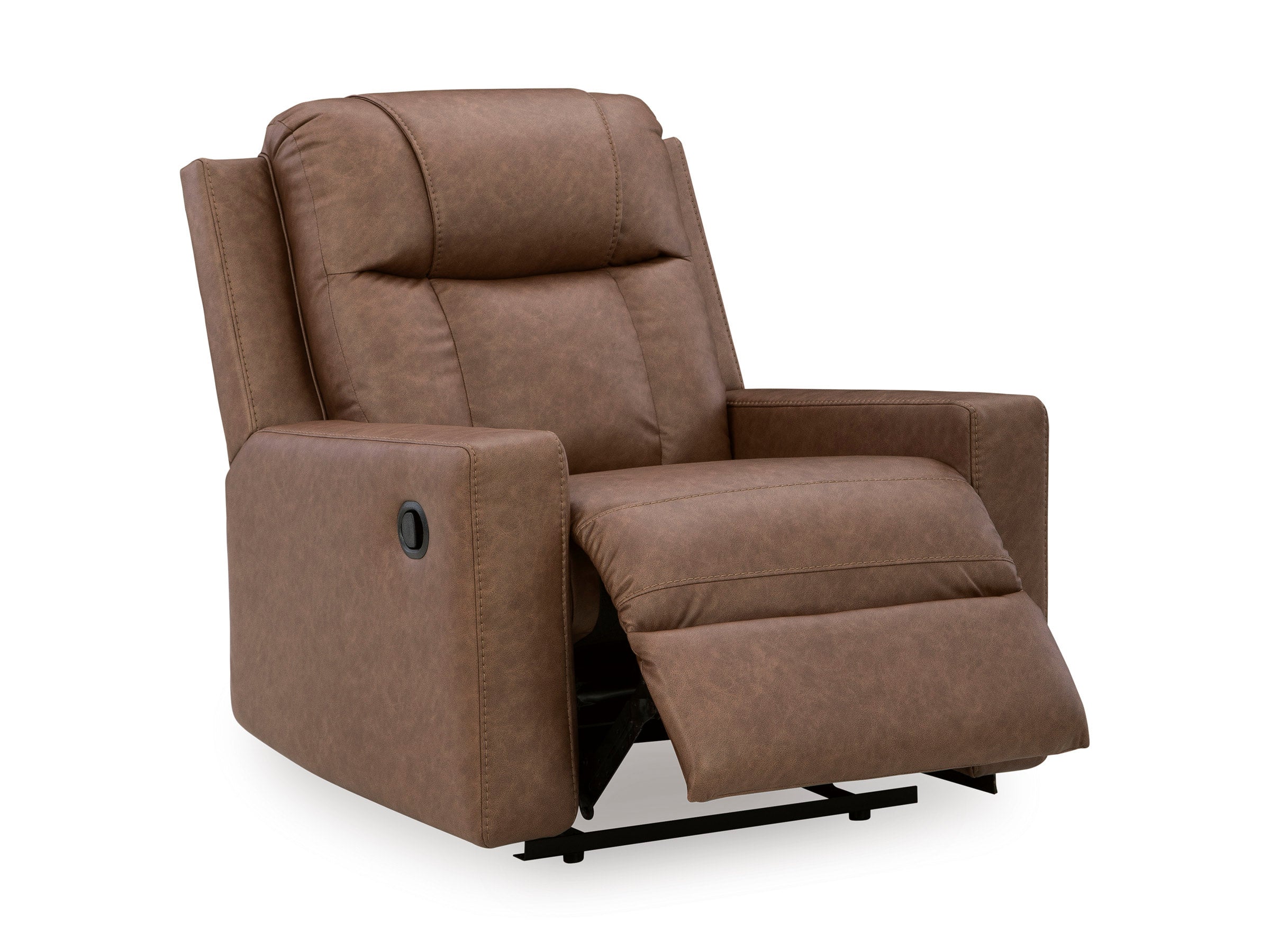 Ashley Caramel Faux Leather Reclining Sofa Set, view 3