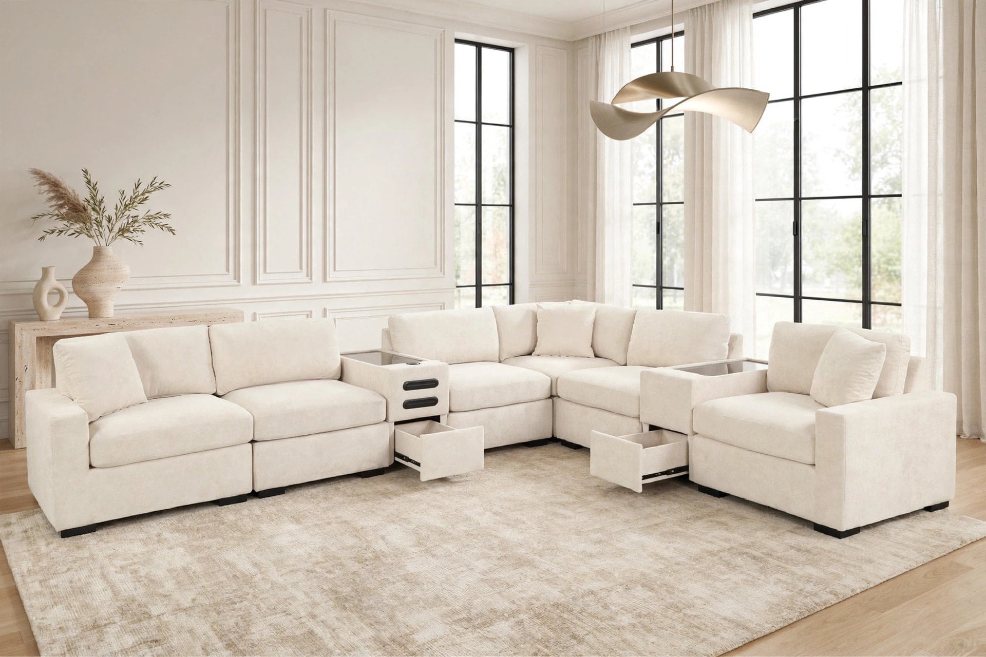 Barista Beige 8-Piece Modular Sectional with Bluetooth Speaker, view 4
