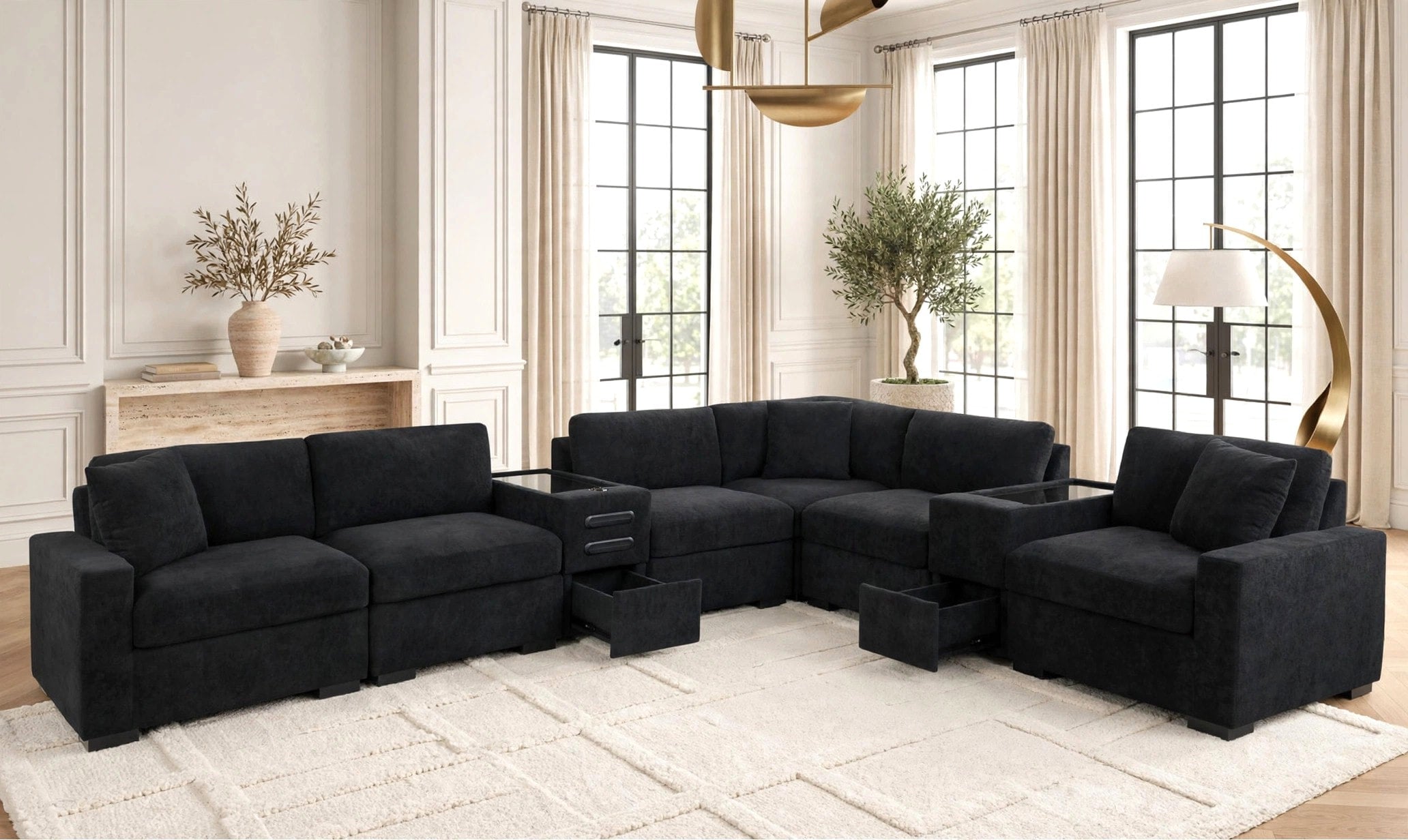 Barista Black 8-Piece Modular Sectional with Bluetooth Speaker, view 4