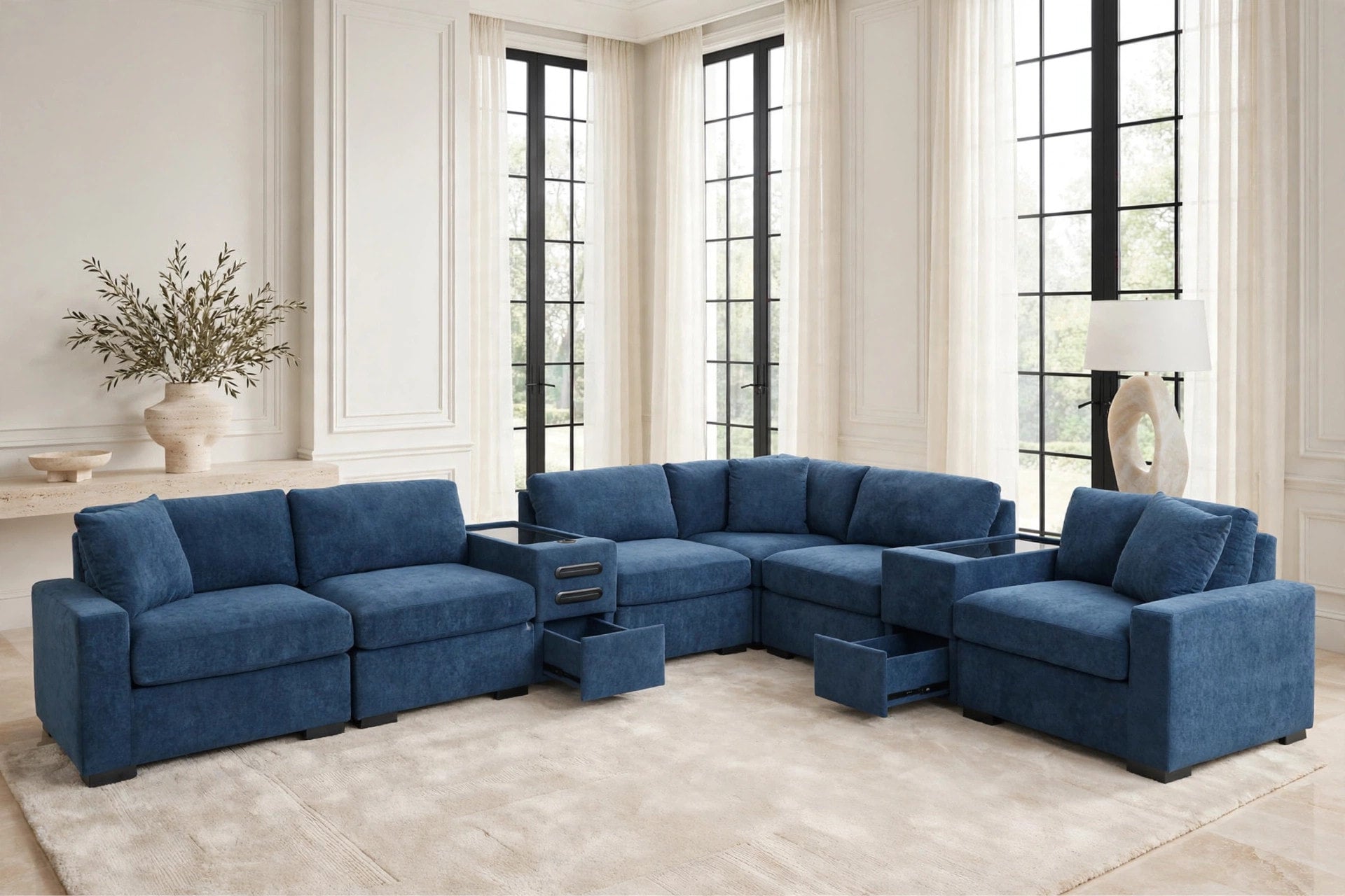 Barista Blue 8-Piece Modular Sectional with Bluetooth Speaker, view 4