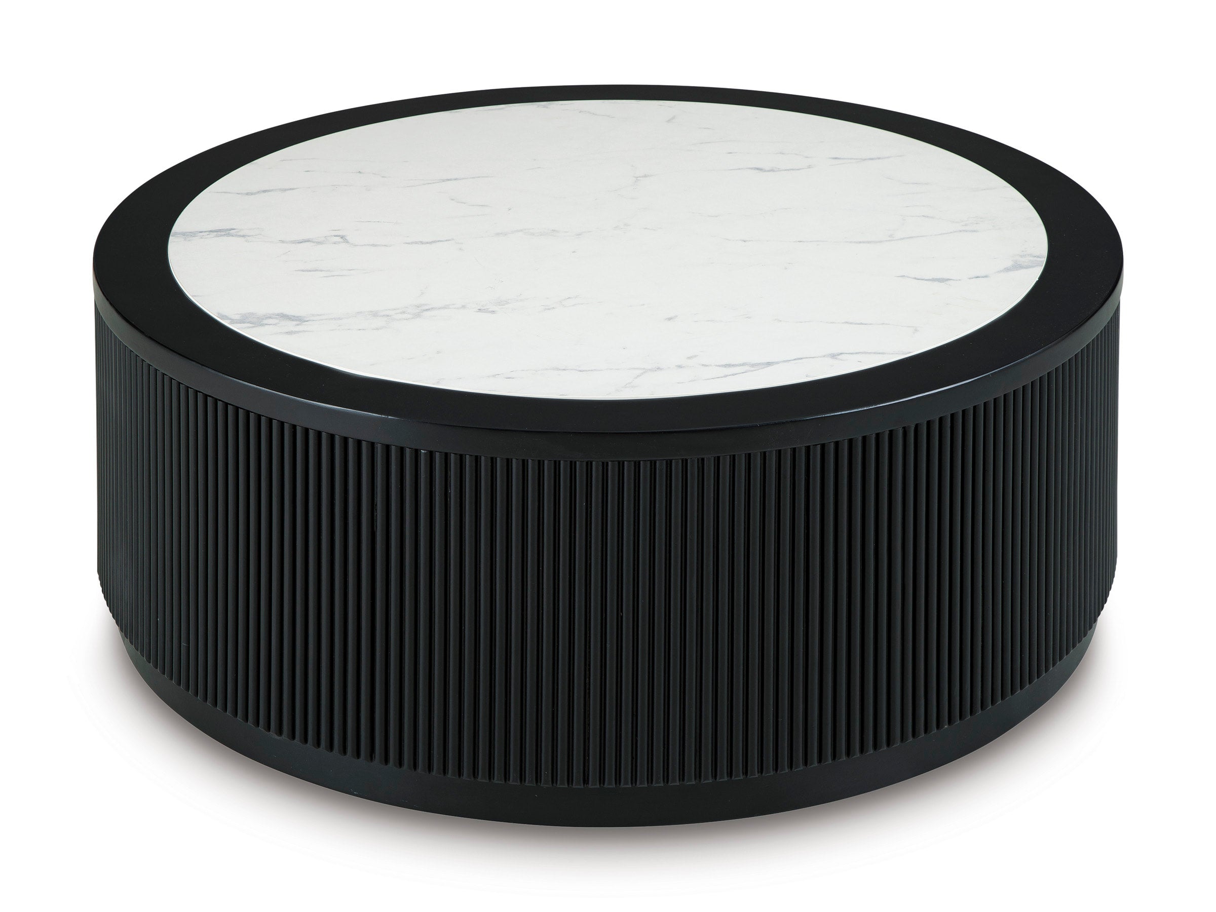 Ashley Black Faux Marble Square Cocktail Table on Casters, view 2
