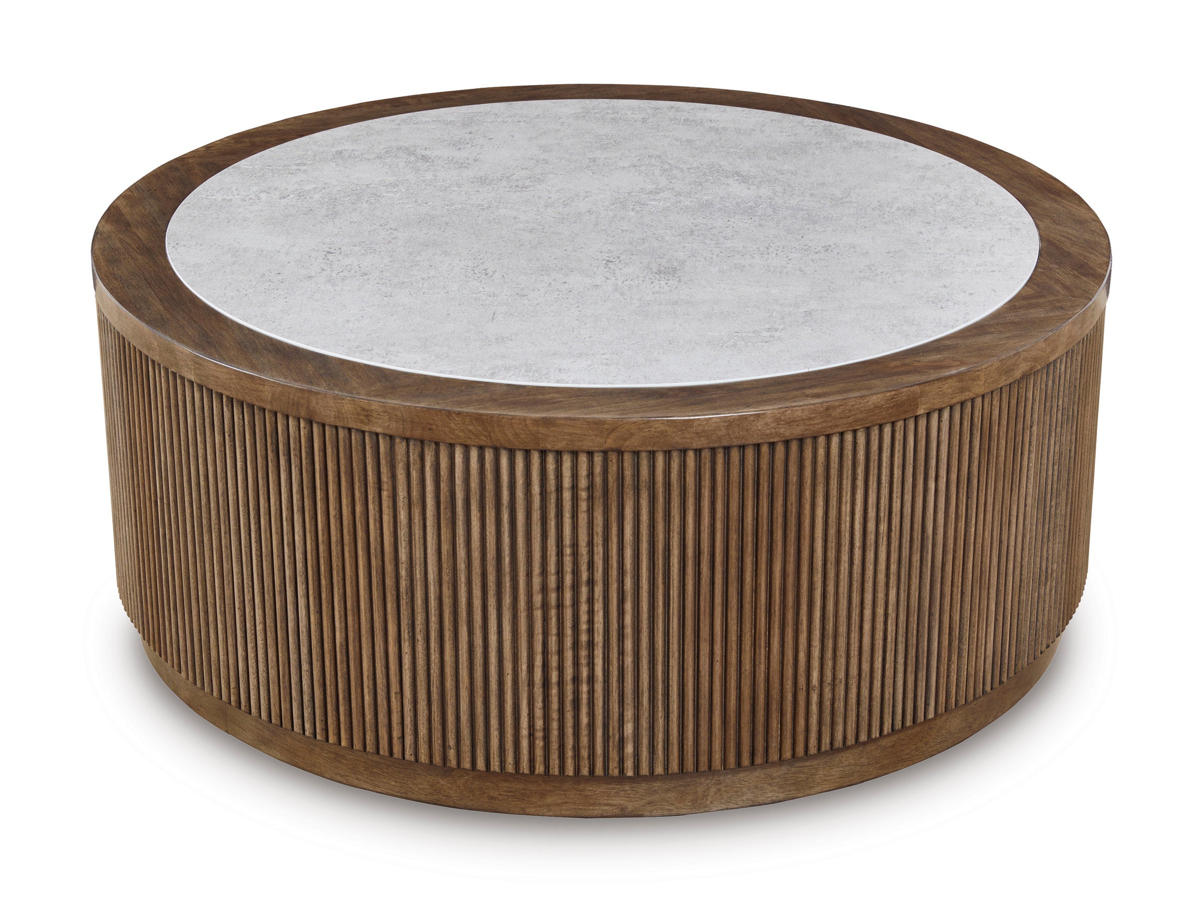 Ashley Brown Faux Stone Square Cocktail Table on Casters, view 2