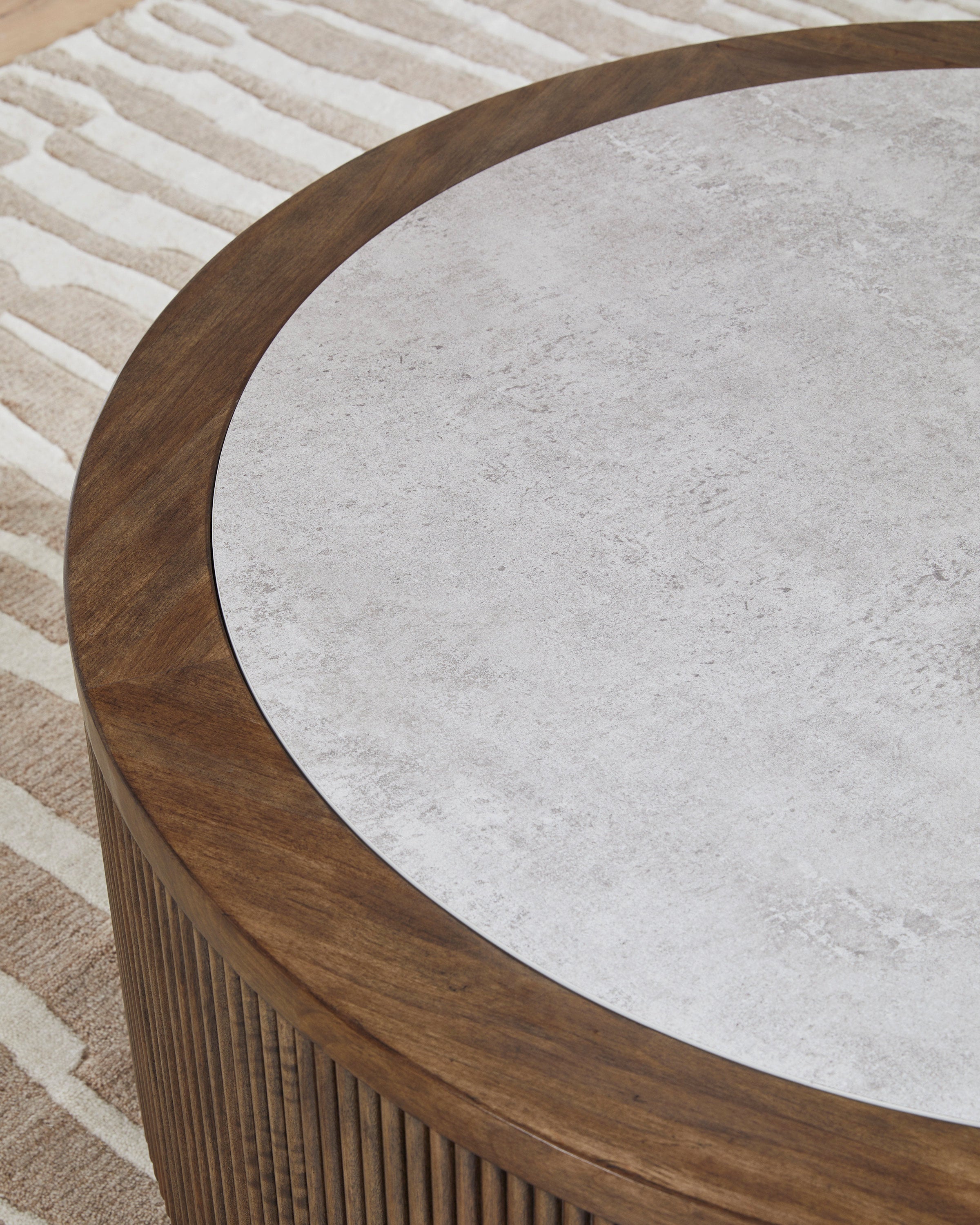 Ashley Brown Faux Stone Square Cocktail Table on Casters, view 4