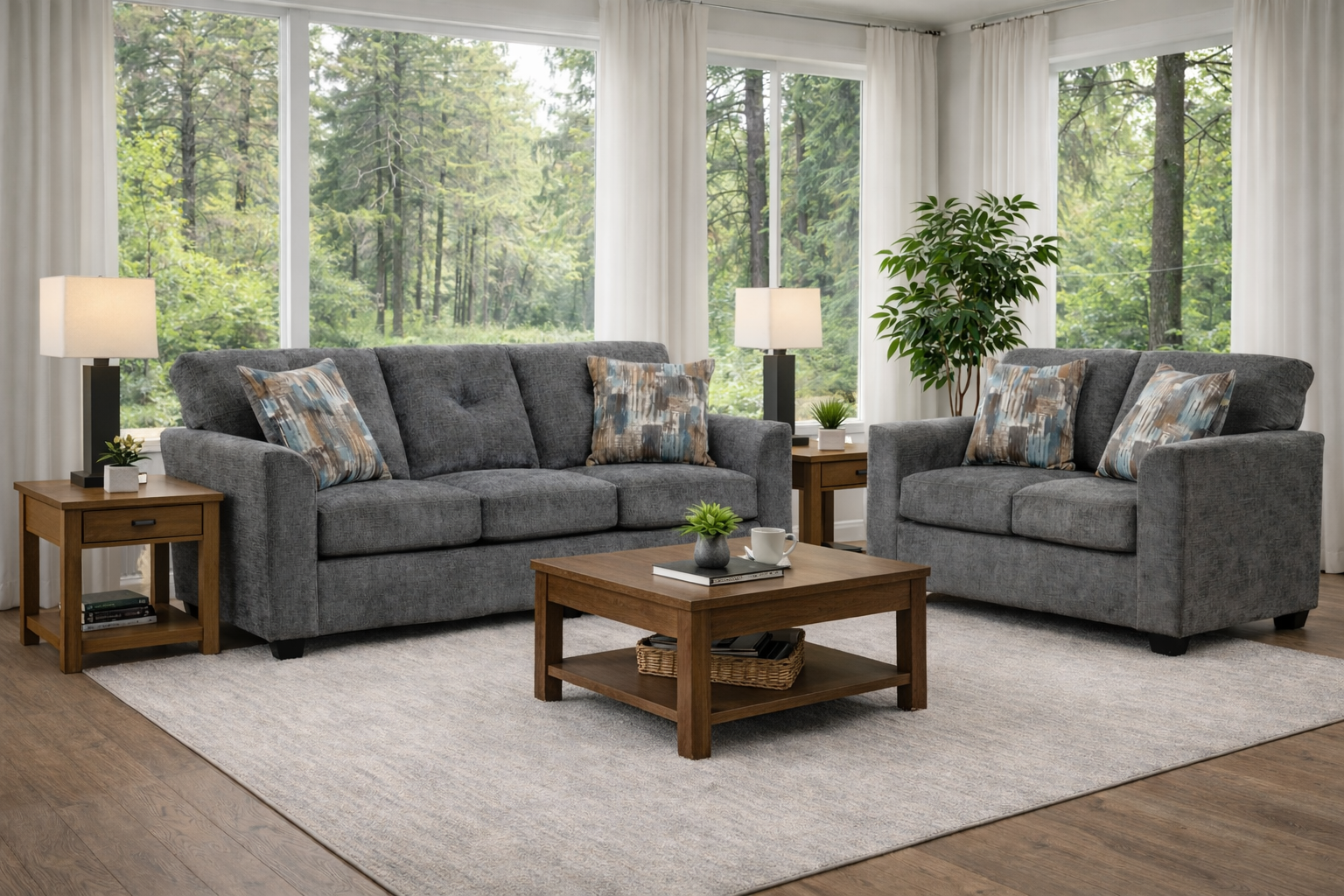 Washington Gray Sofa & Loveseat Set, view 2