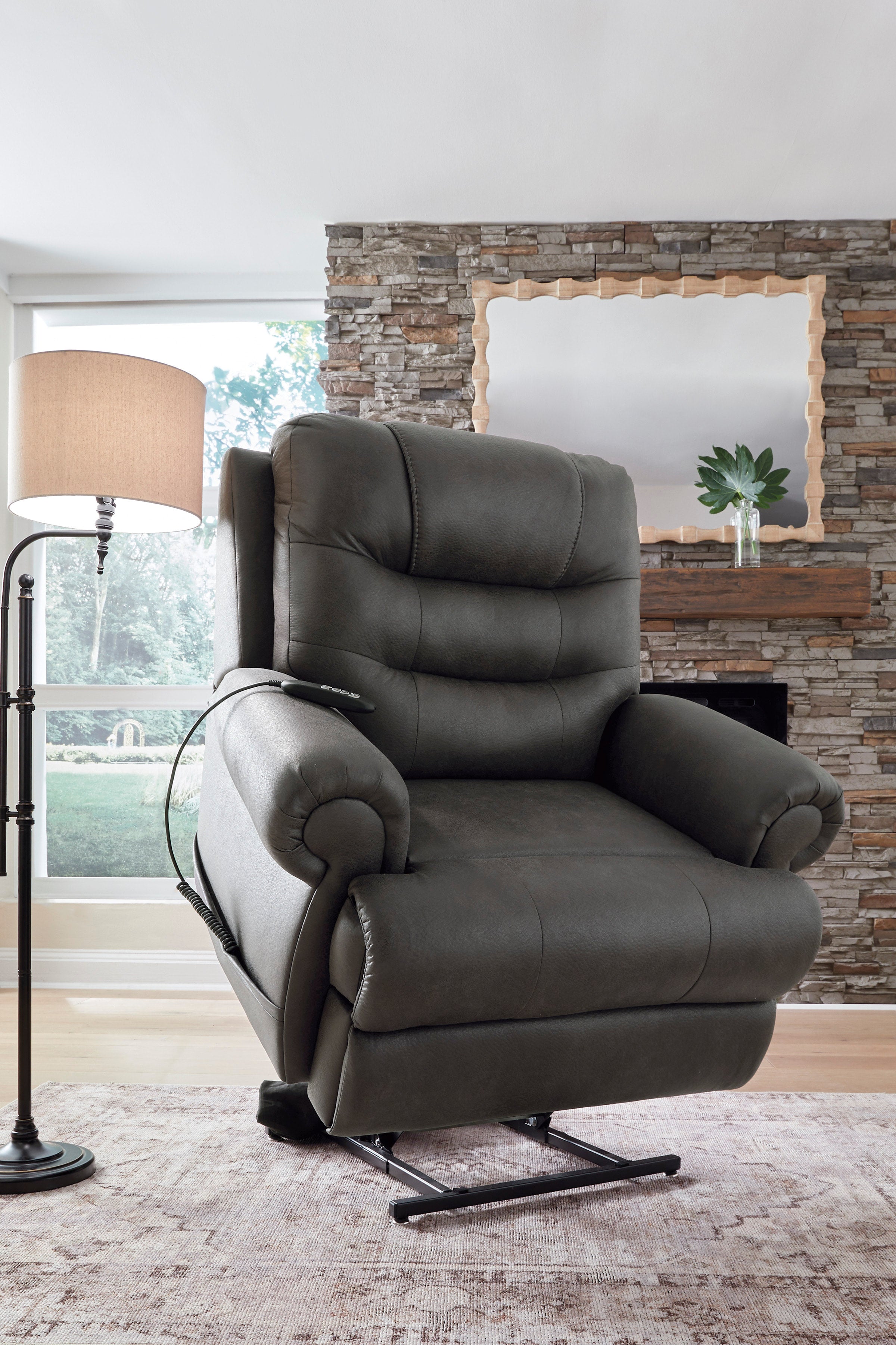 Ashley Granite Power Lift Recliner with Heat and Massage