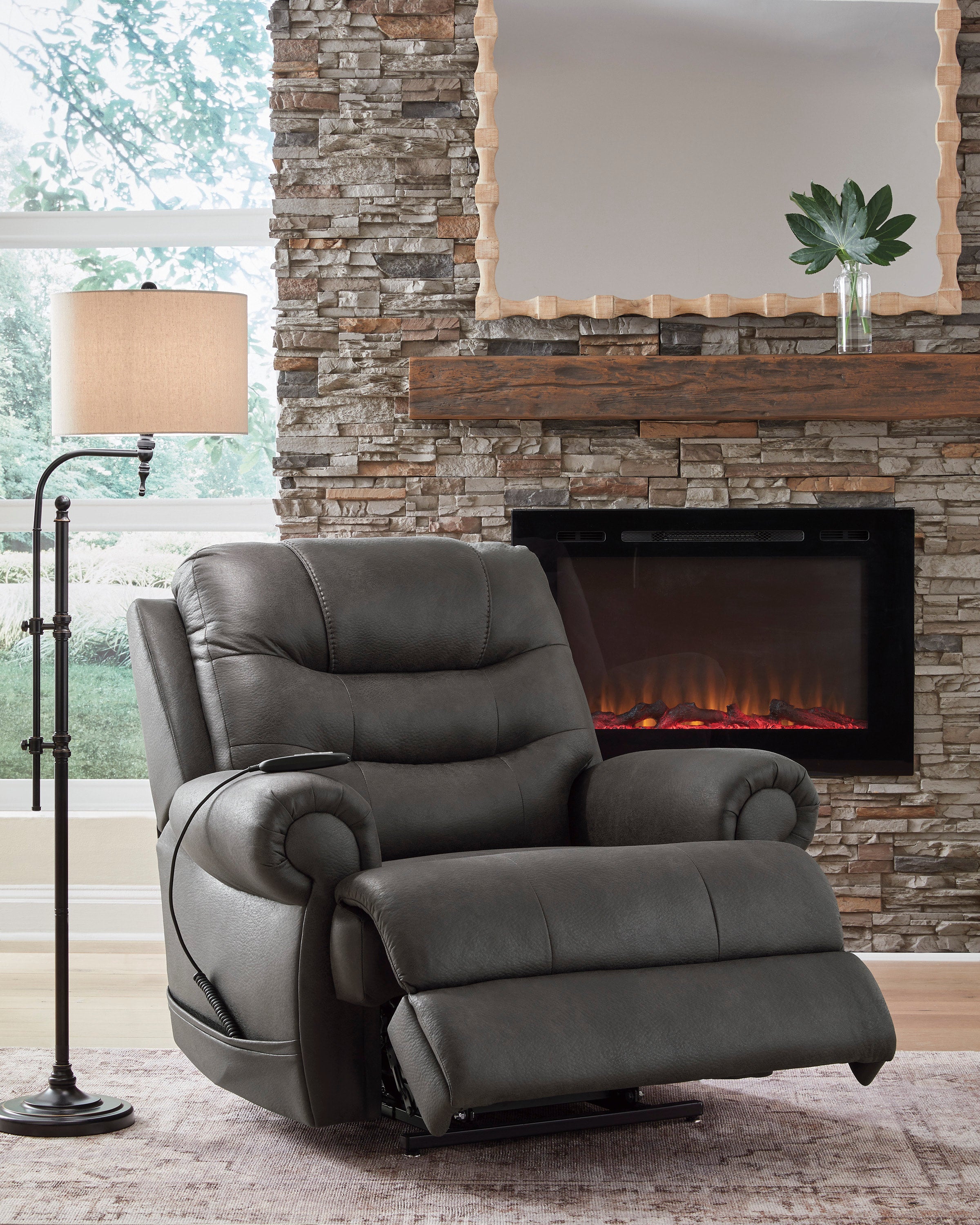 Ashley Granite Power Lift Recliner with Heat and Massage, view 2