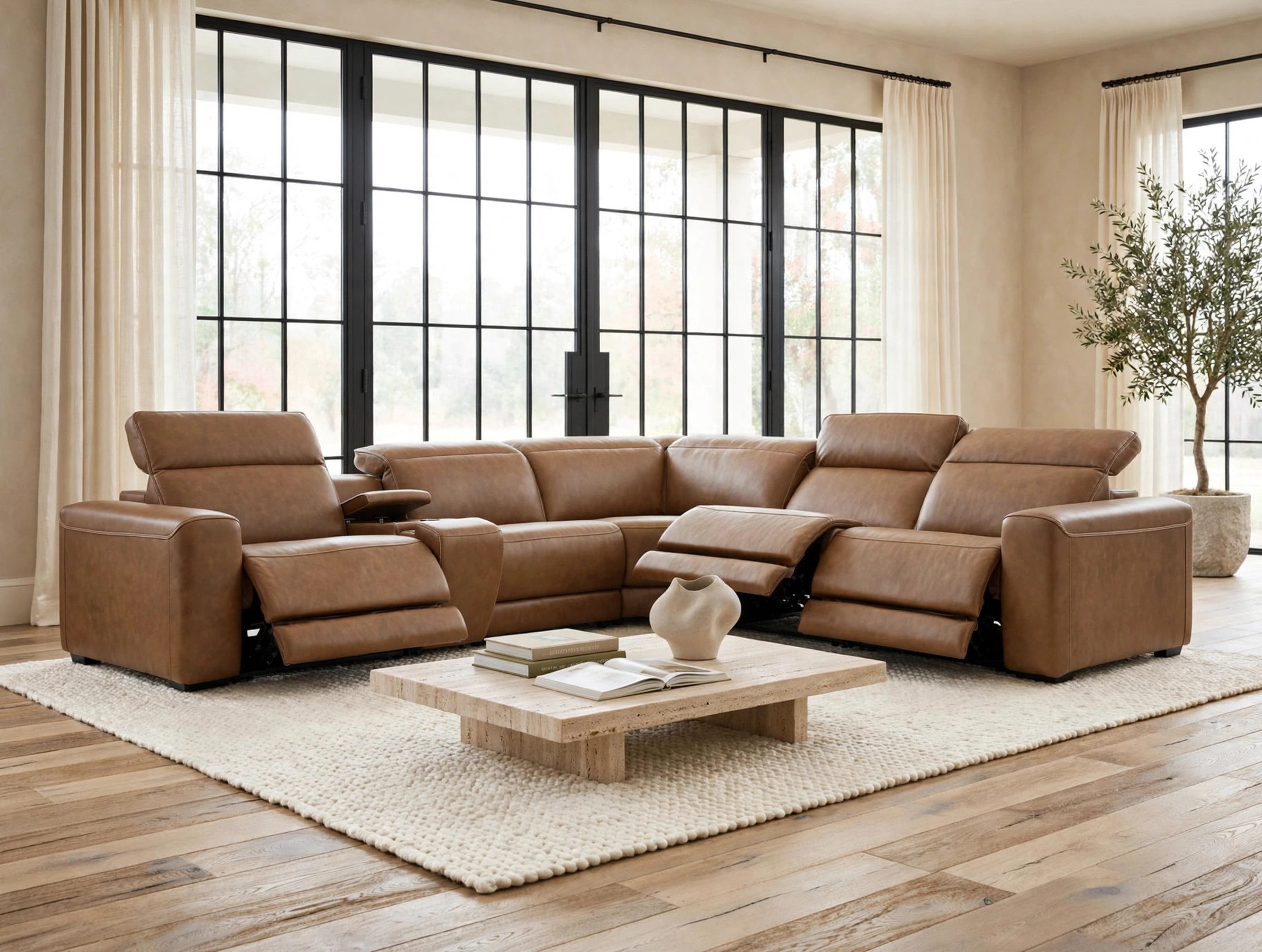 Ashley Caramel Top Grain Leather 6-Piece Power Sectional, view 4