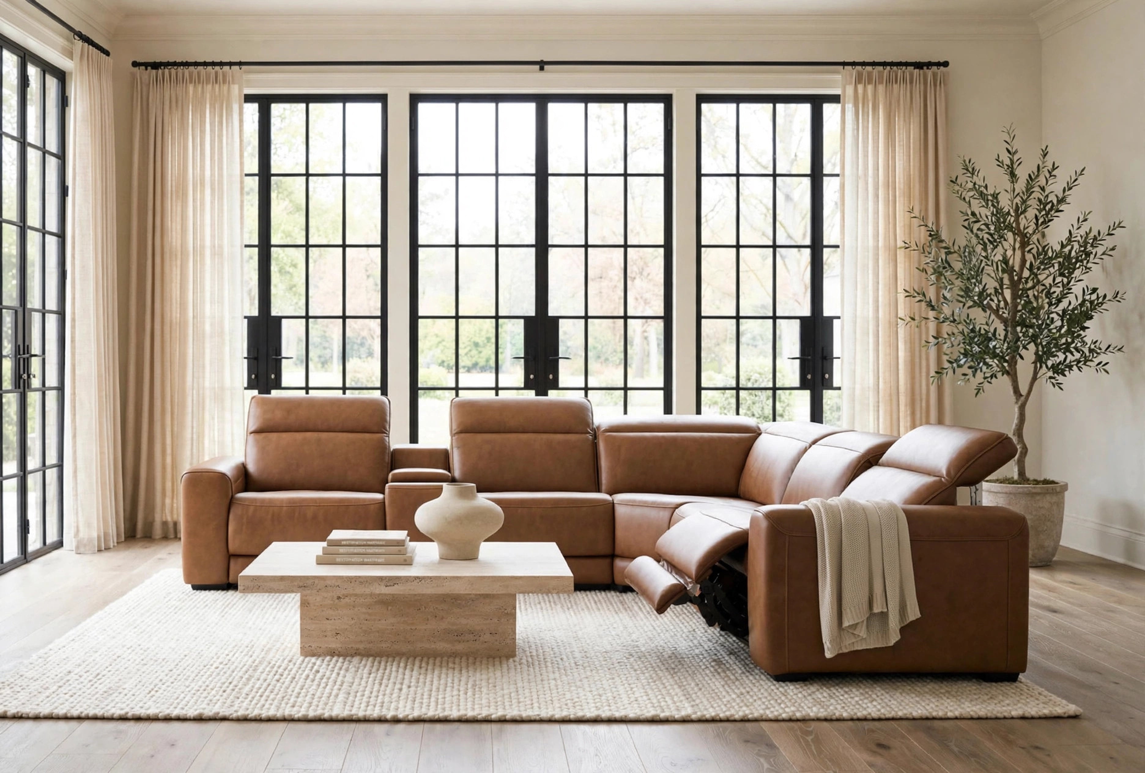 Ashley Caramel Top Grain Leather 6-Piece Power Sectional, view 5