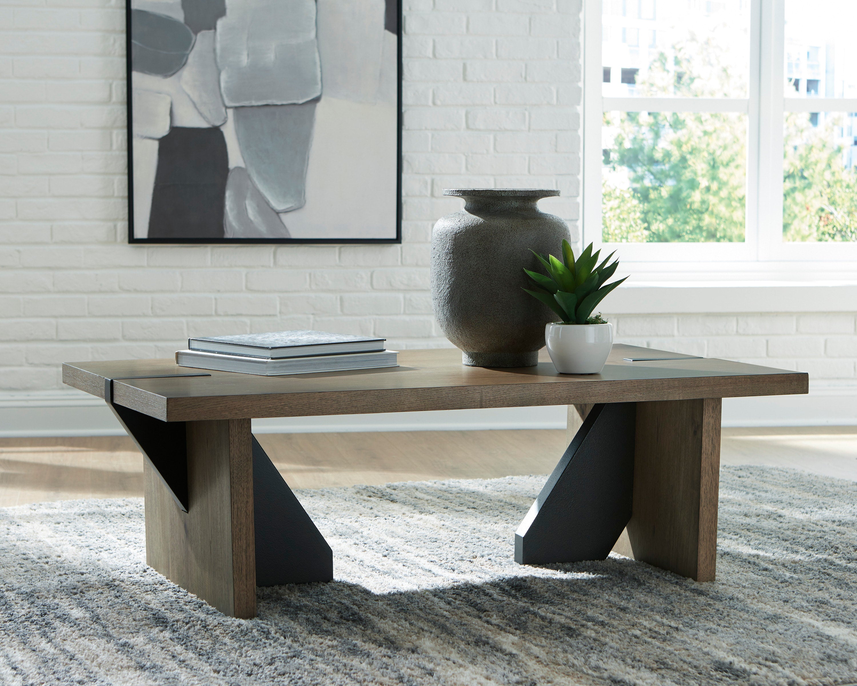 Ashley Rustic Oak 3-Piece Occasional Table Set