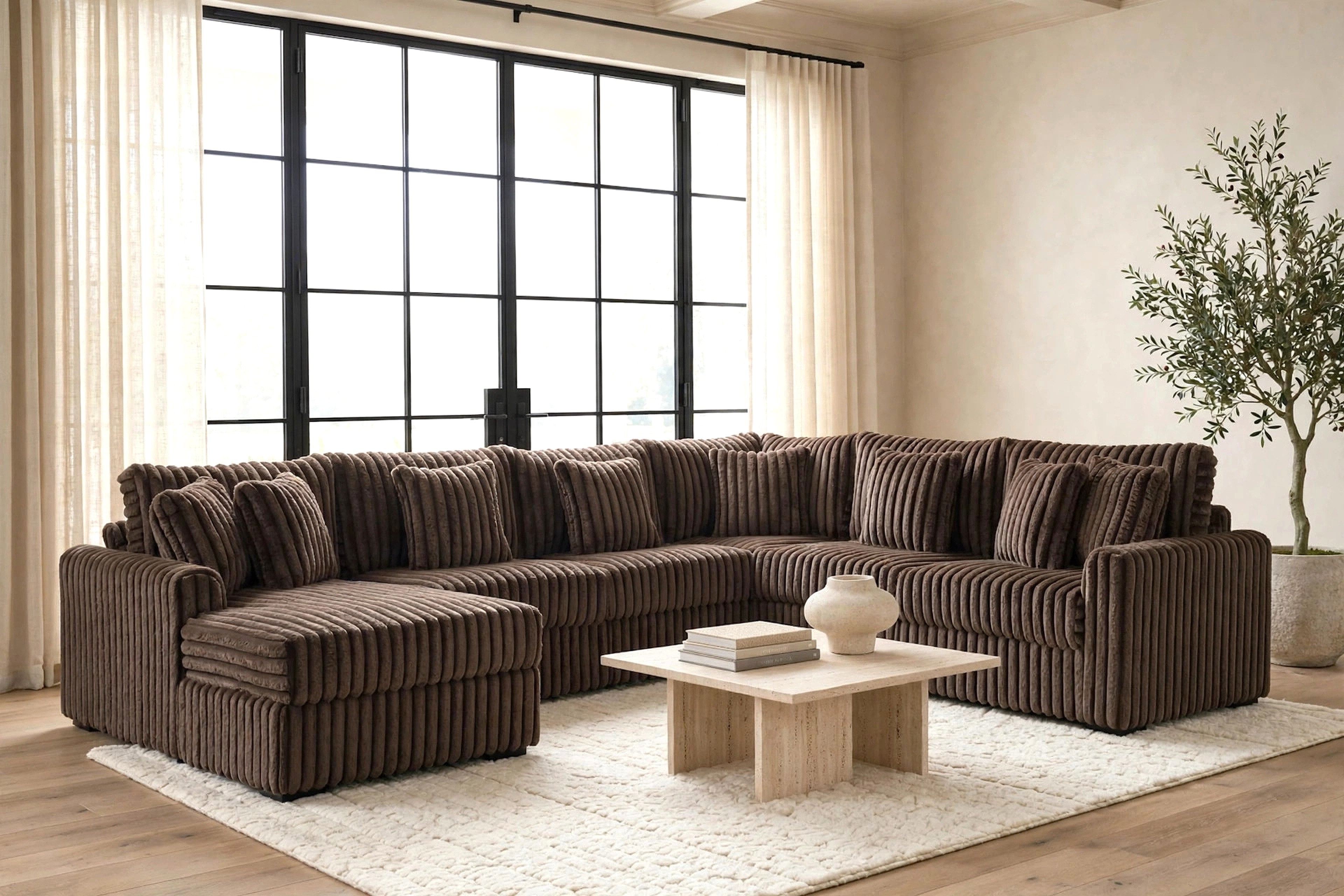 Solana Chocolate Corduroy Oversized Sectional
