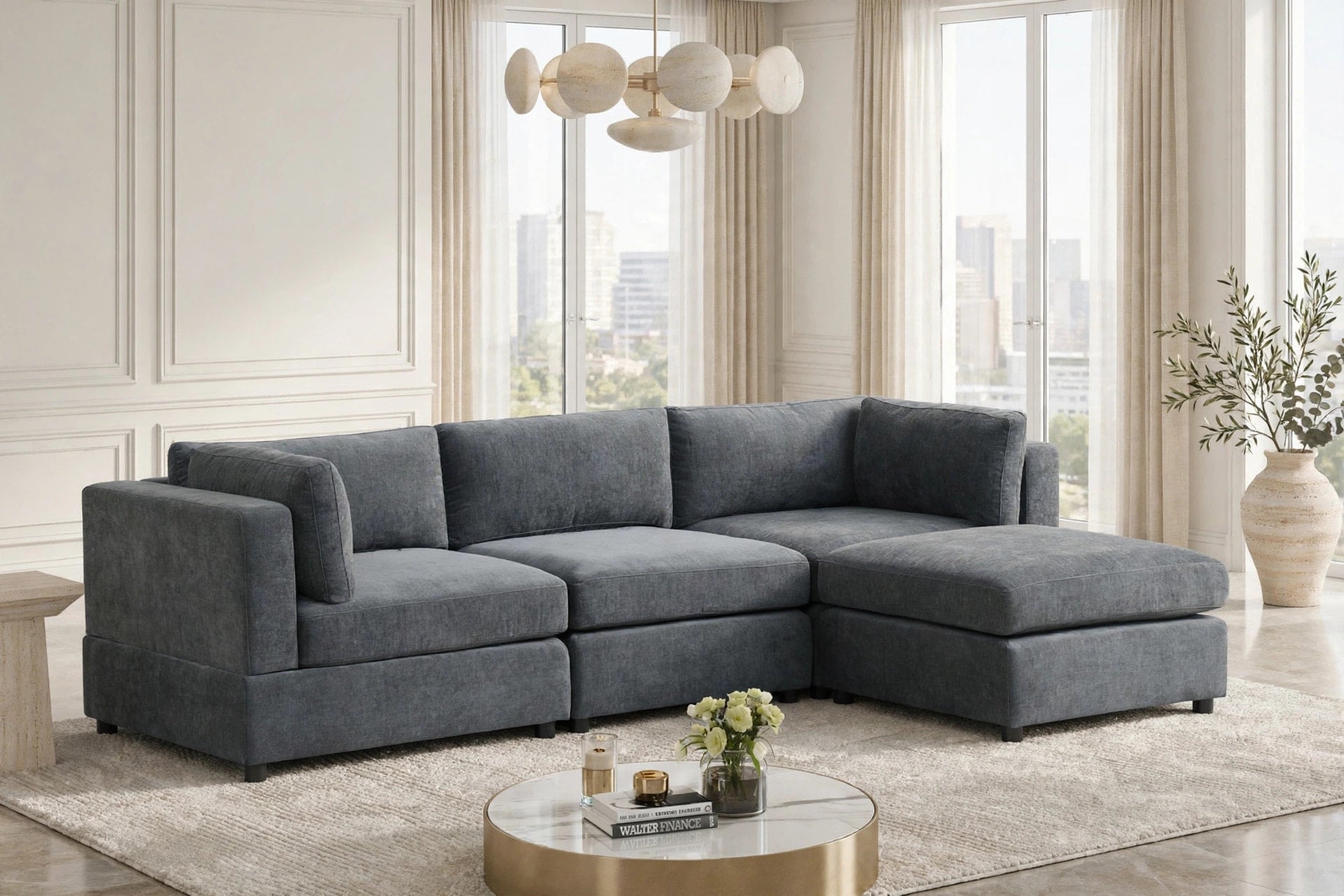 Milan Charcoal Performance Fabric Modular Sectional, view 2