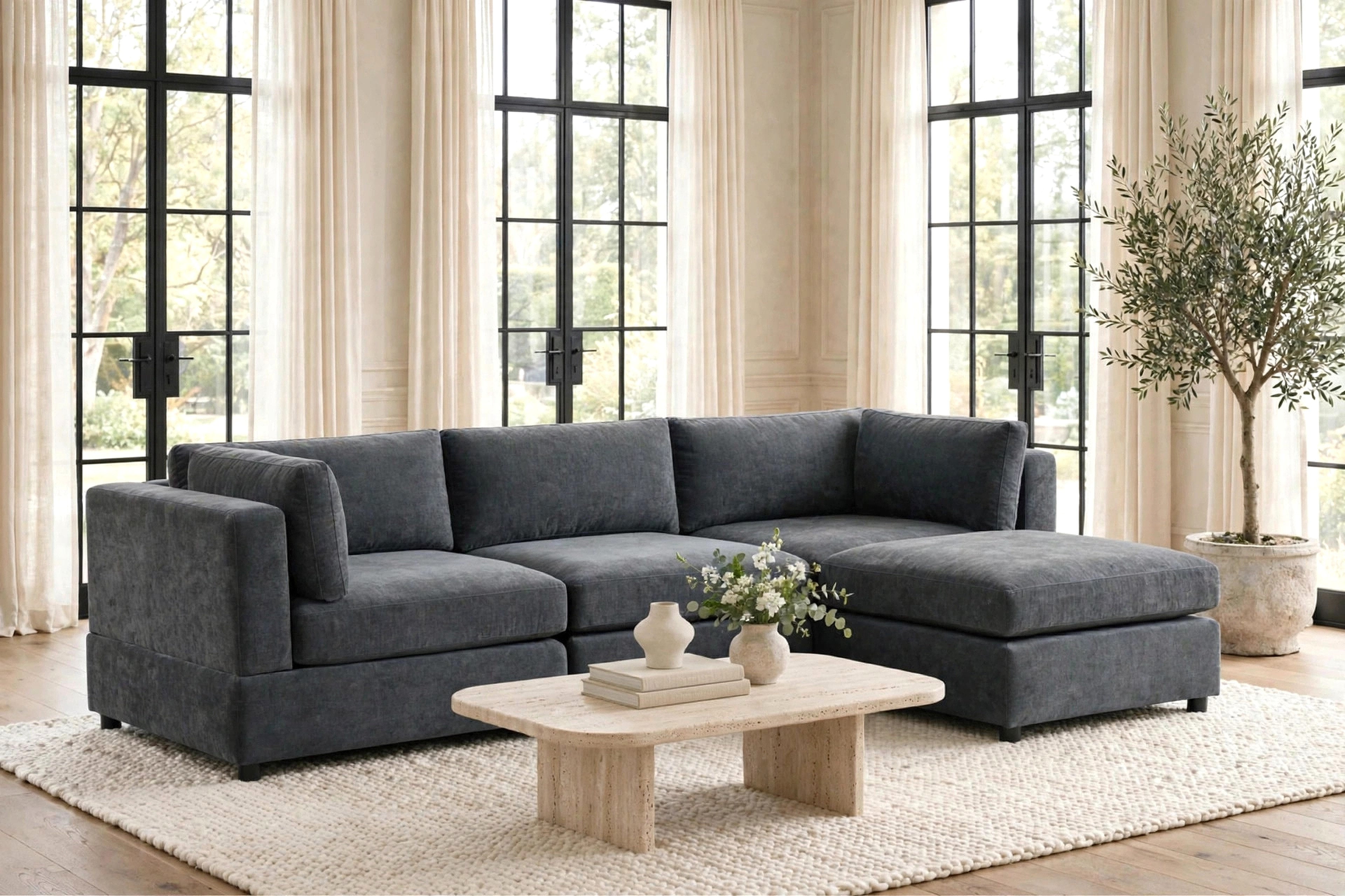 Milan Charcoal Performance Fabric Modular Sectional, view 3
