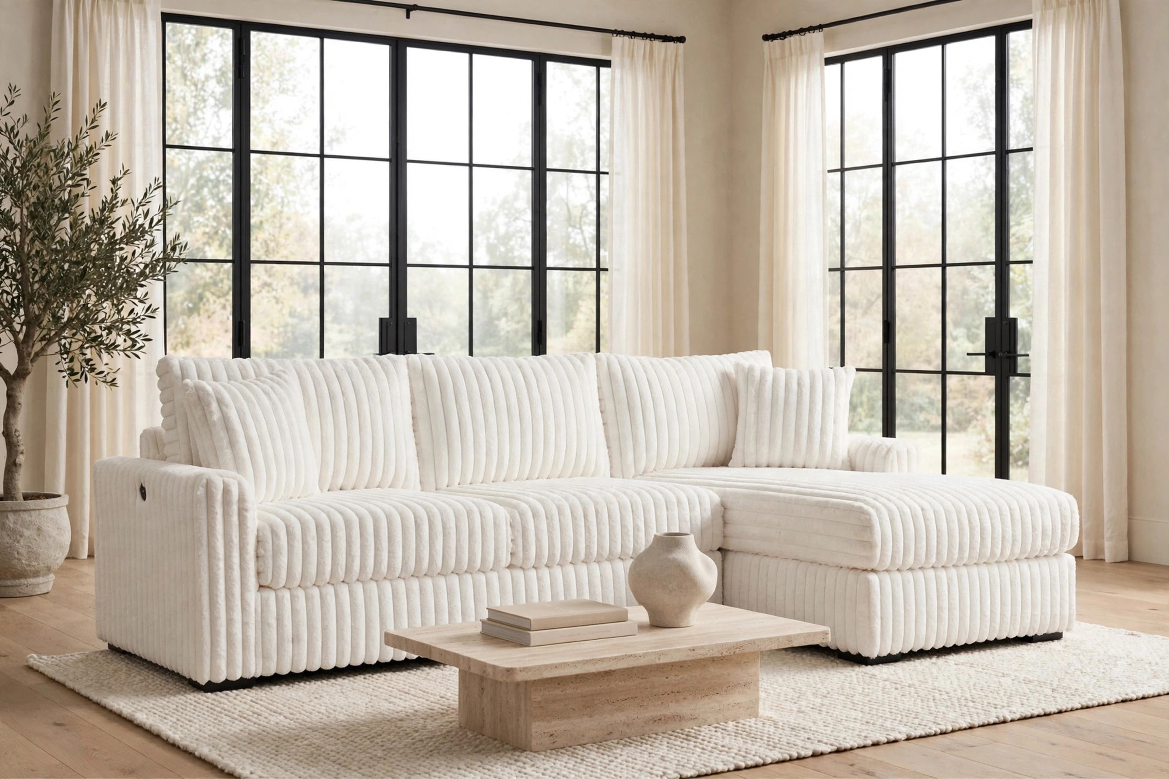 Sol Beige Reversible Sectional with USB Ports, view 3