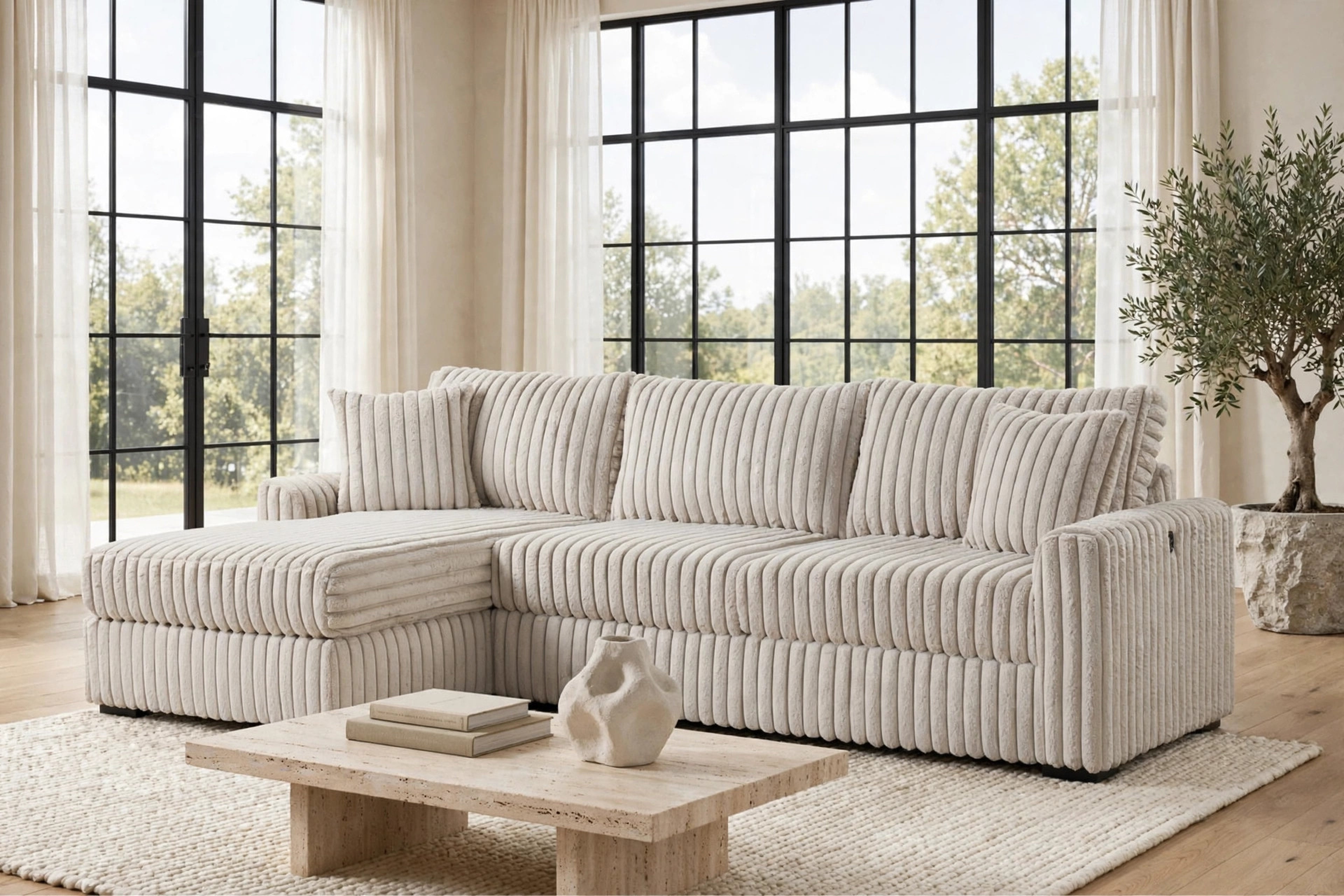 Sol Siberia Greige Reversible Sectional with USB Ports, view 3