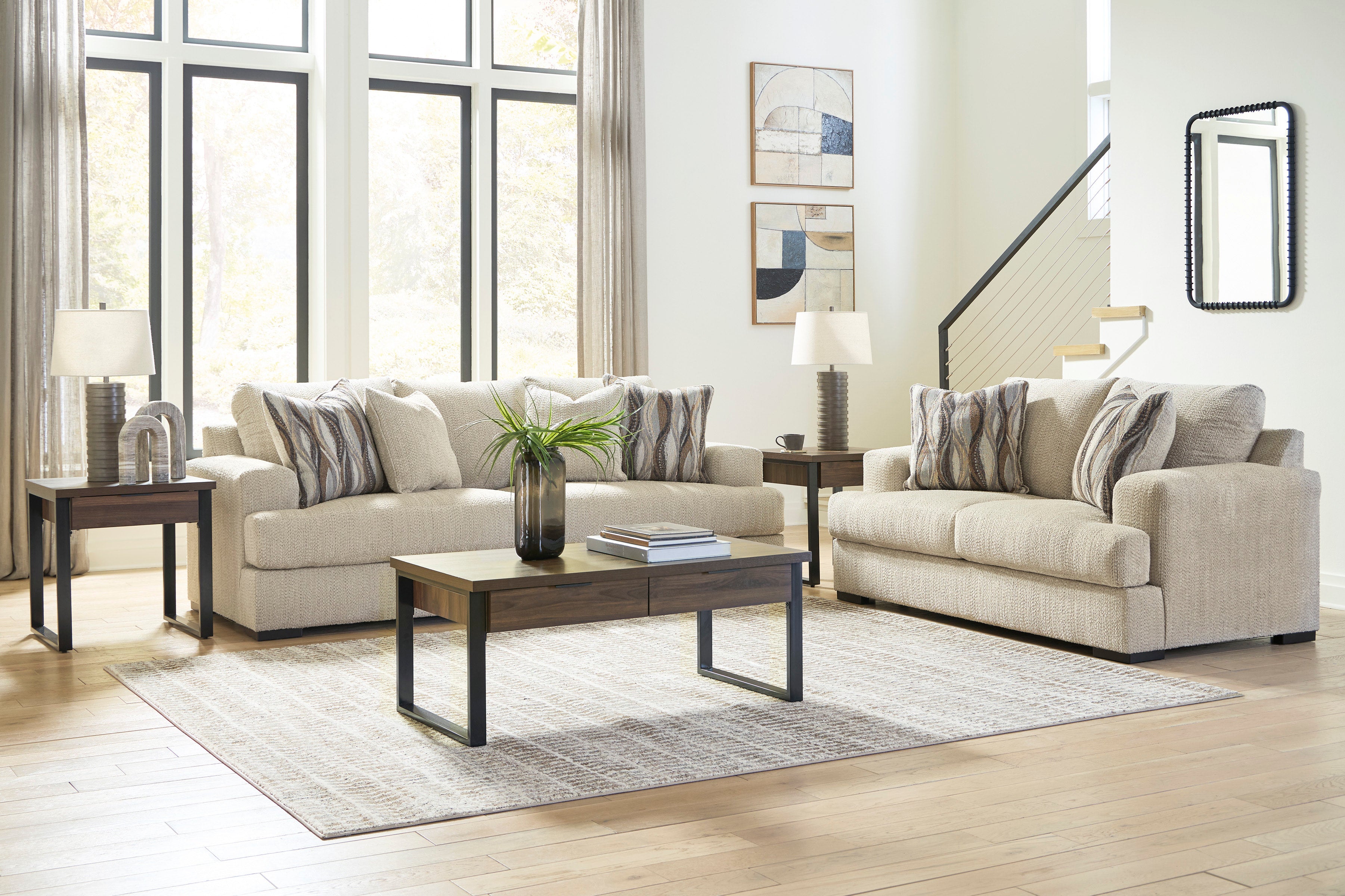 Ashley Oatmeal Oversized Sofa & Loveseat Set