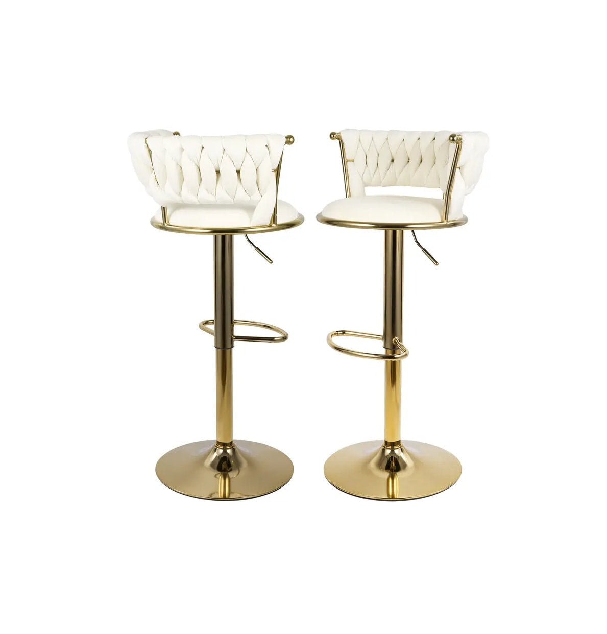 Beige Velvet Swivel Counter Stools with Gold Base (Set of 2), view 4