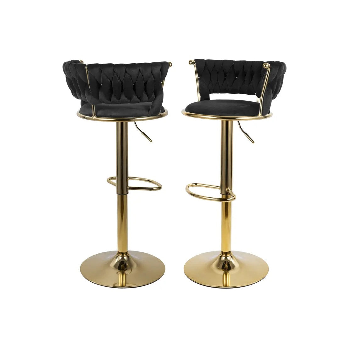 Black Velvet Swivel Counter Stools with Gold Base (Set of 2), view 2