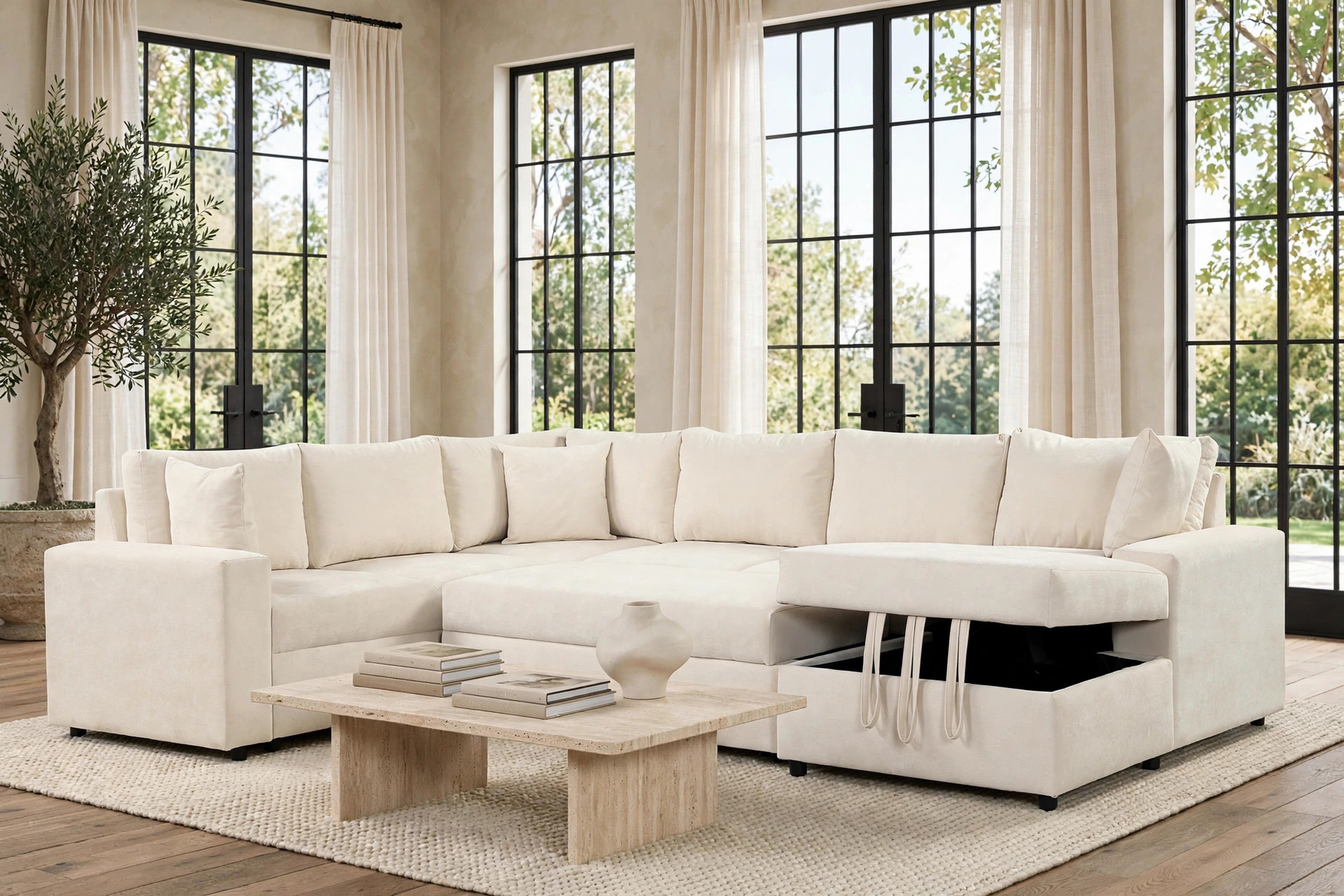 Forever Sand Storage Chaise Sectional with Pull-Out Bed, view 3