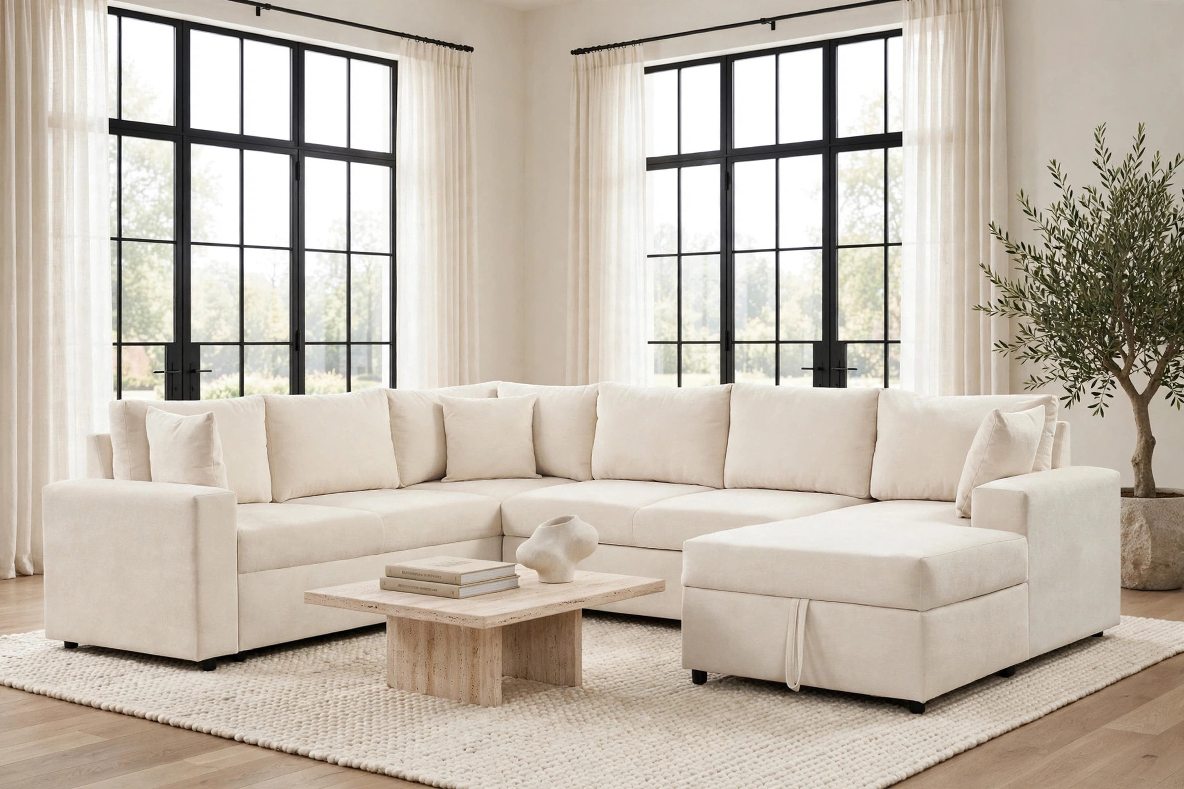 Forever Sand Storage Chaise Sectional with Pull-Out Bed, view 4