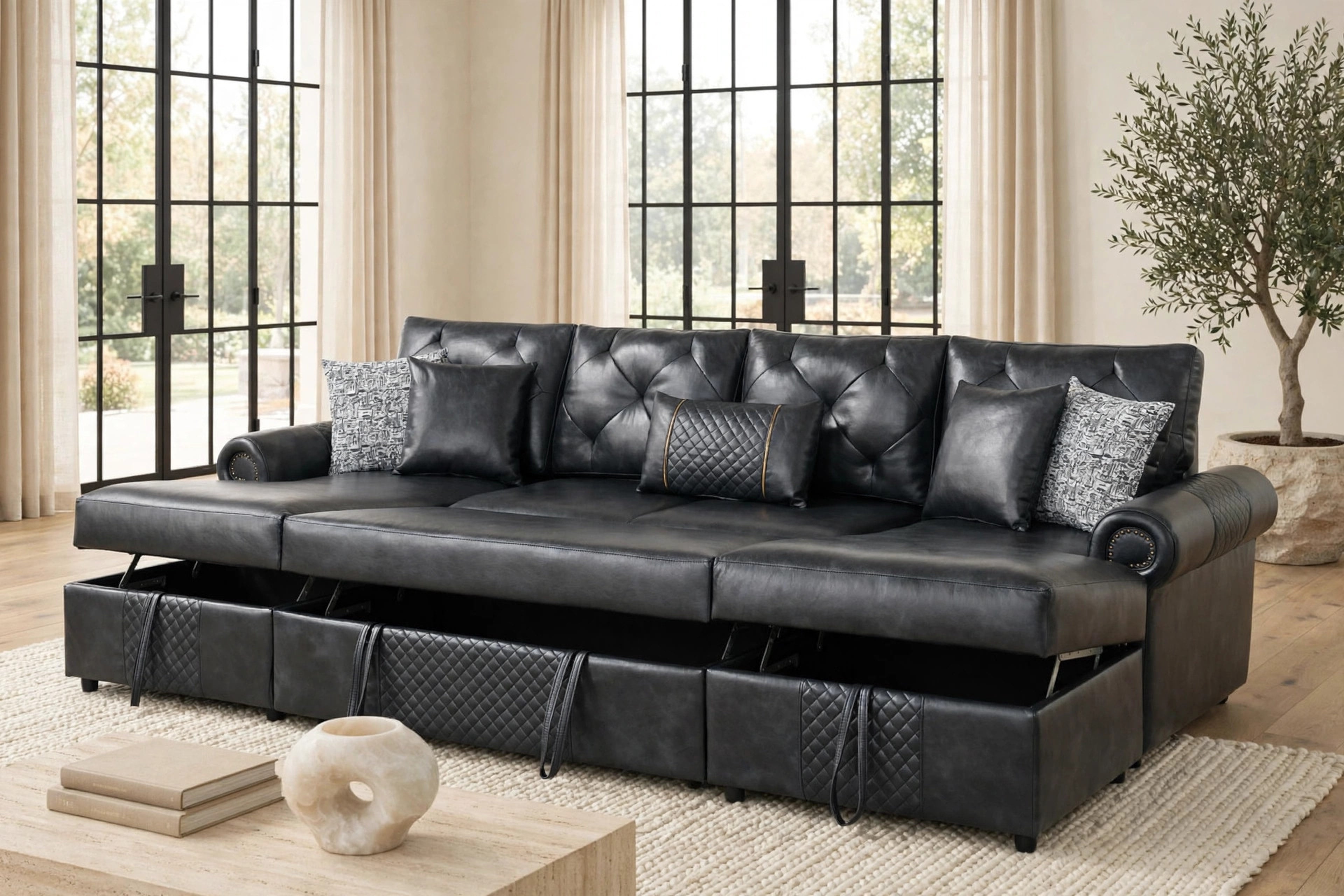 Sonoma black sectional with pull-out bed