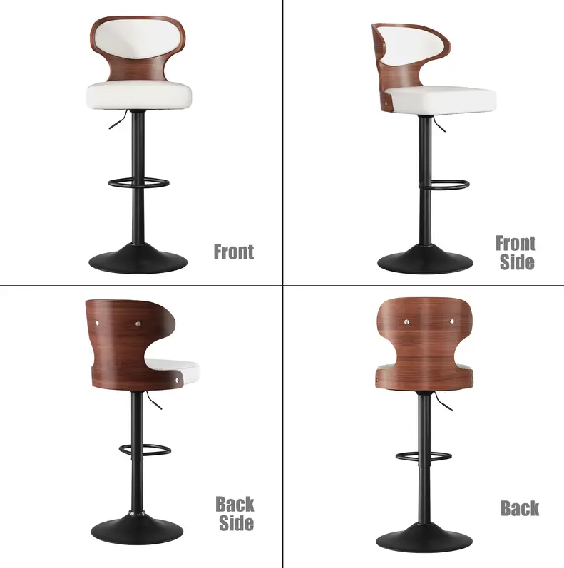 Off-White Faux Leather Adjustable Swivel Barstools (Set of 2), view 2