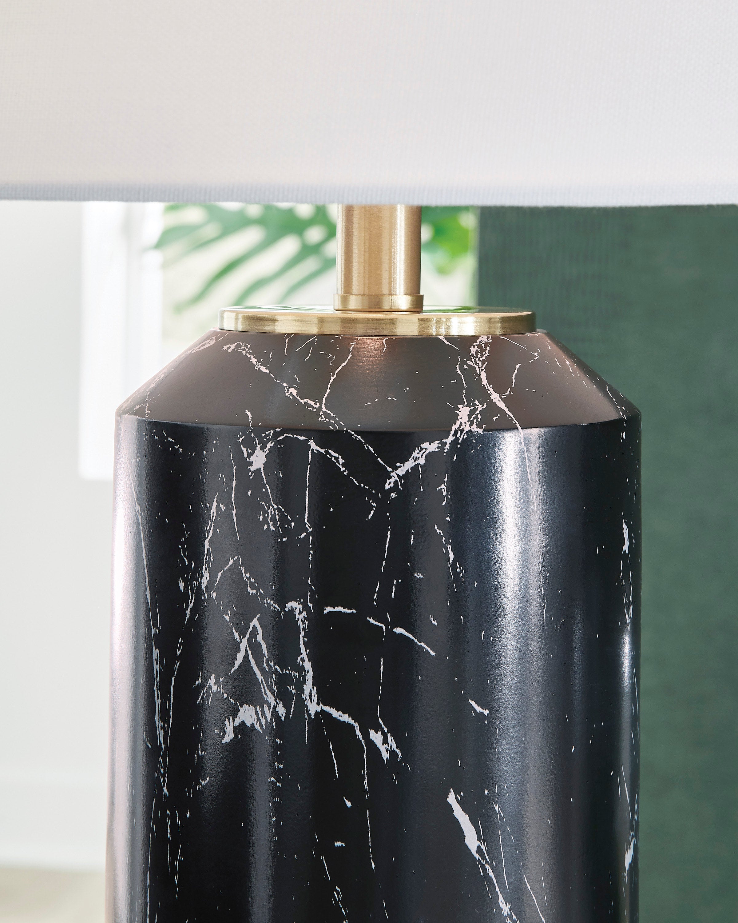 Ashley Black and Gold Faux Marble Table Lamp, view 2