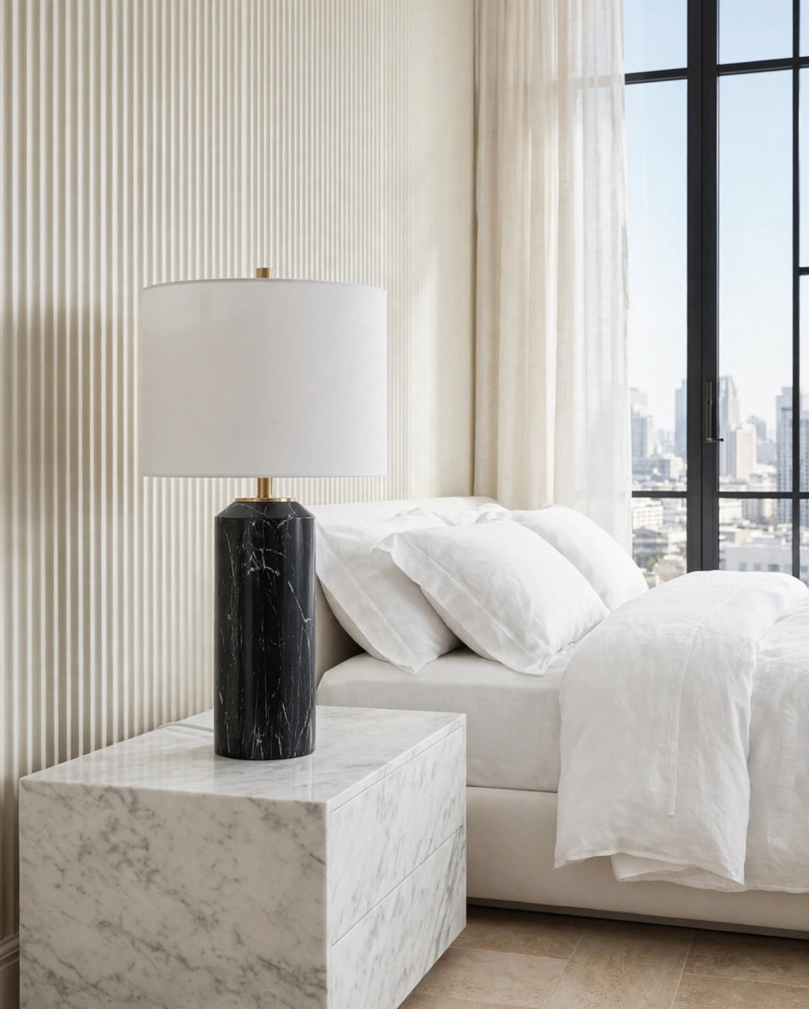 Ashley Black and Gold Faux Marble Table Lamp, view 5