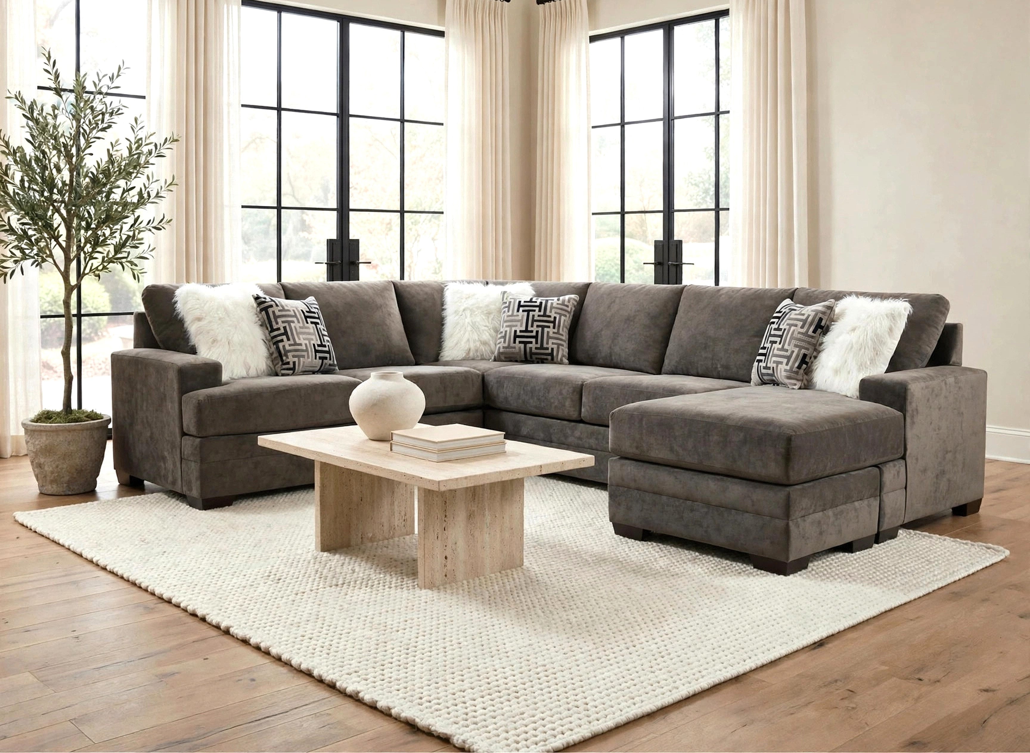Hearth Charcoal Reversible Sectional, view 2