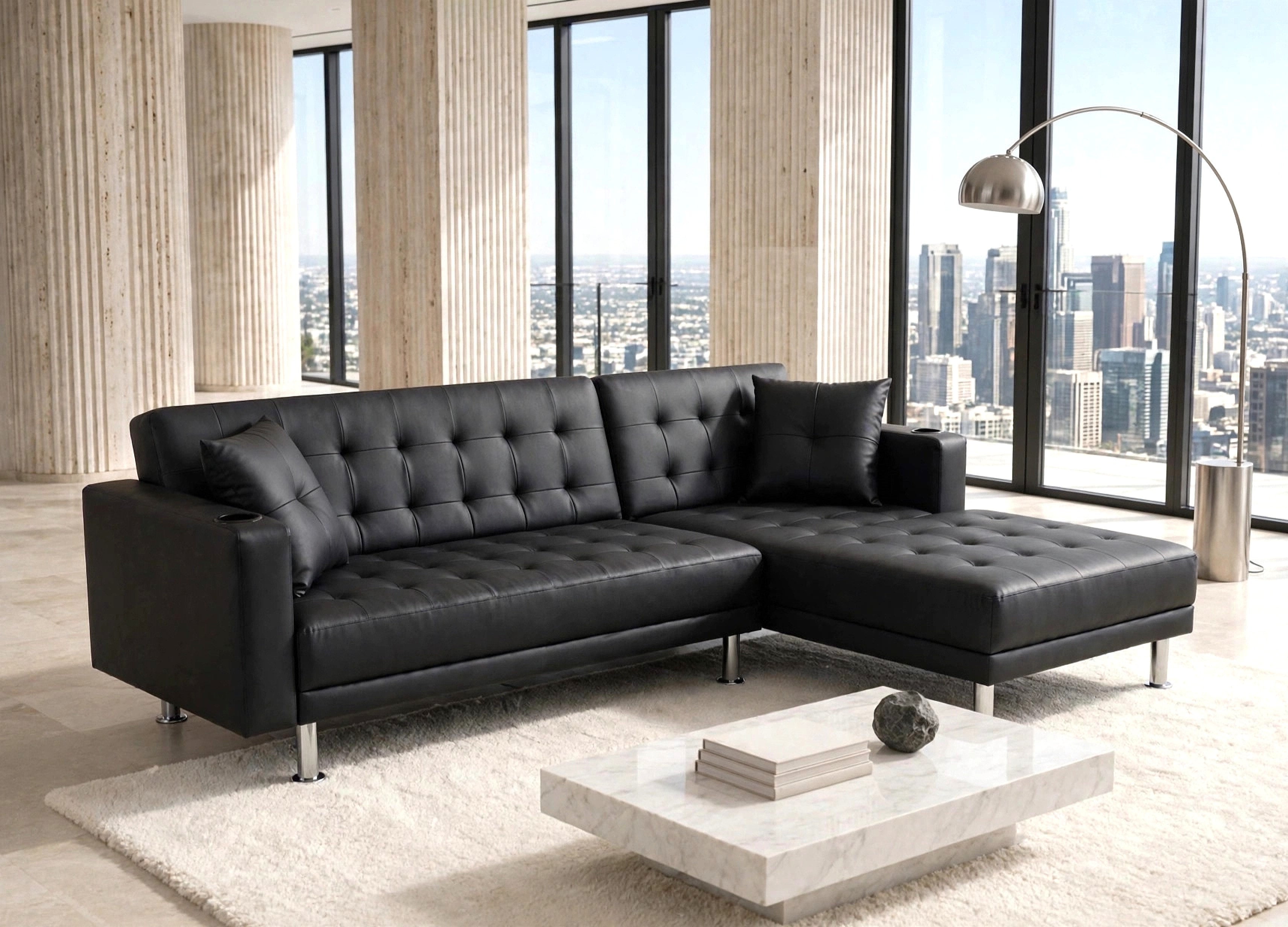 William Black Faux Leather Reversible Sleeper Sectional, view 2