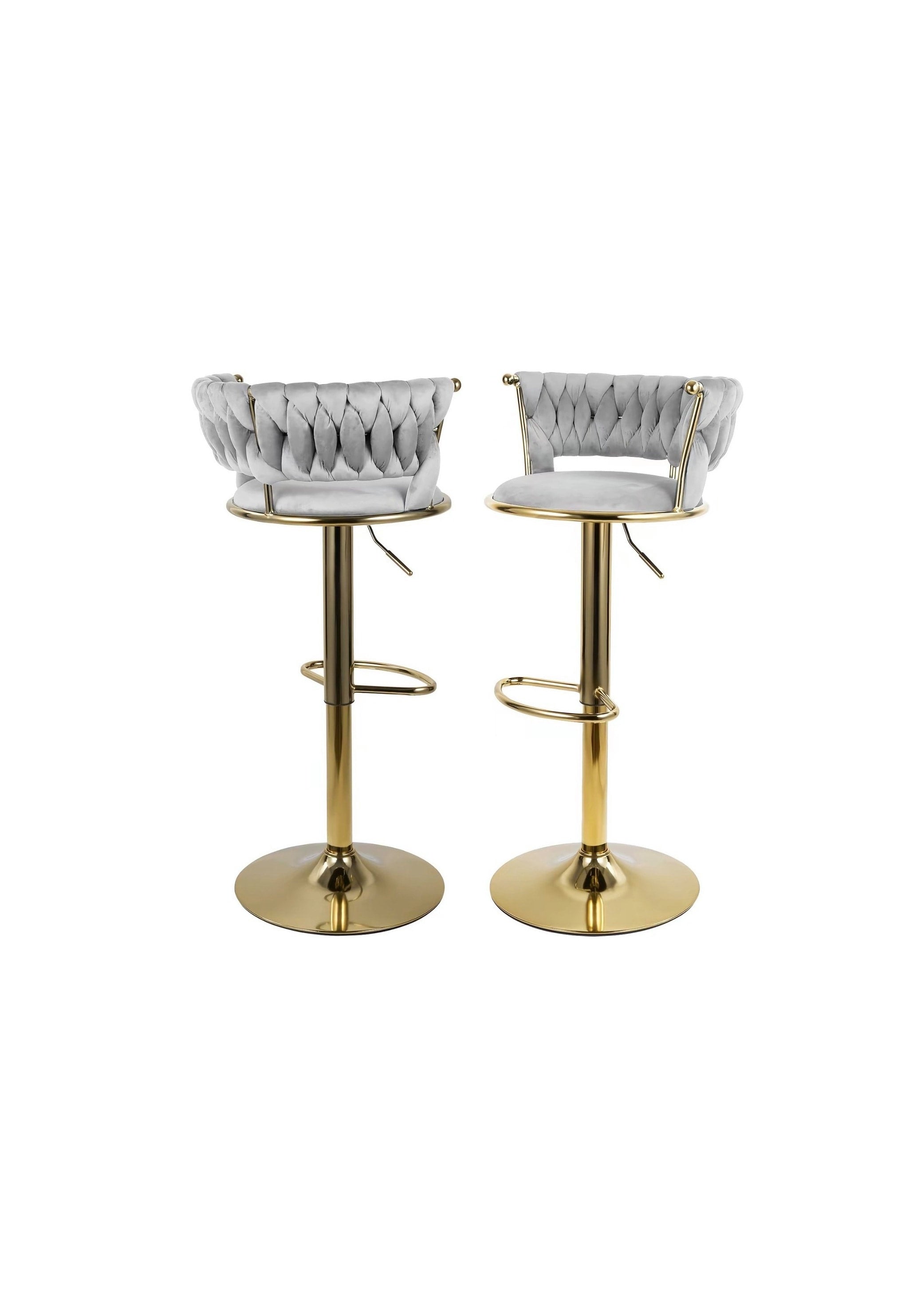 Gray Velvet Swivel Counter Stools with Gold Base (Set of 2), view 4